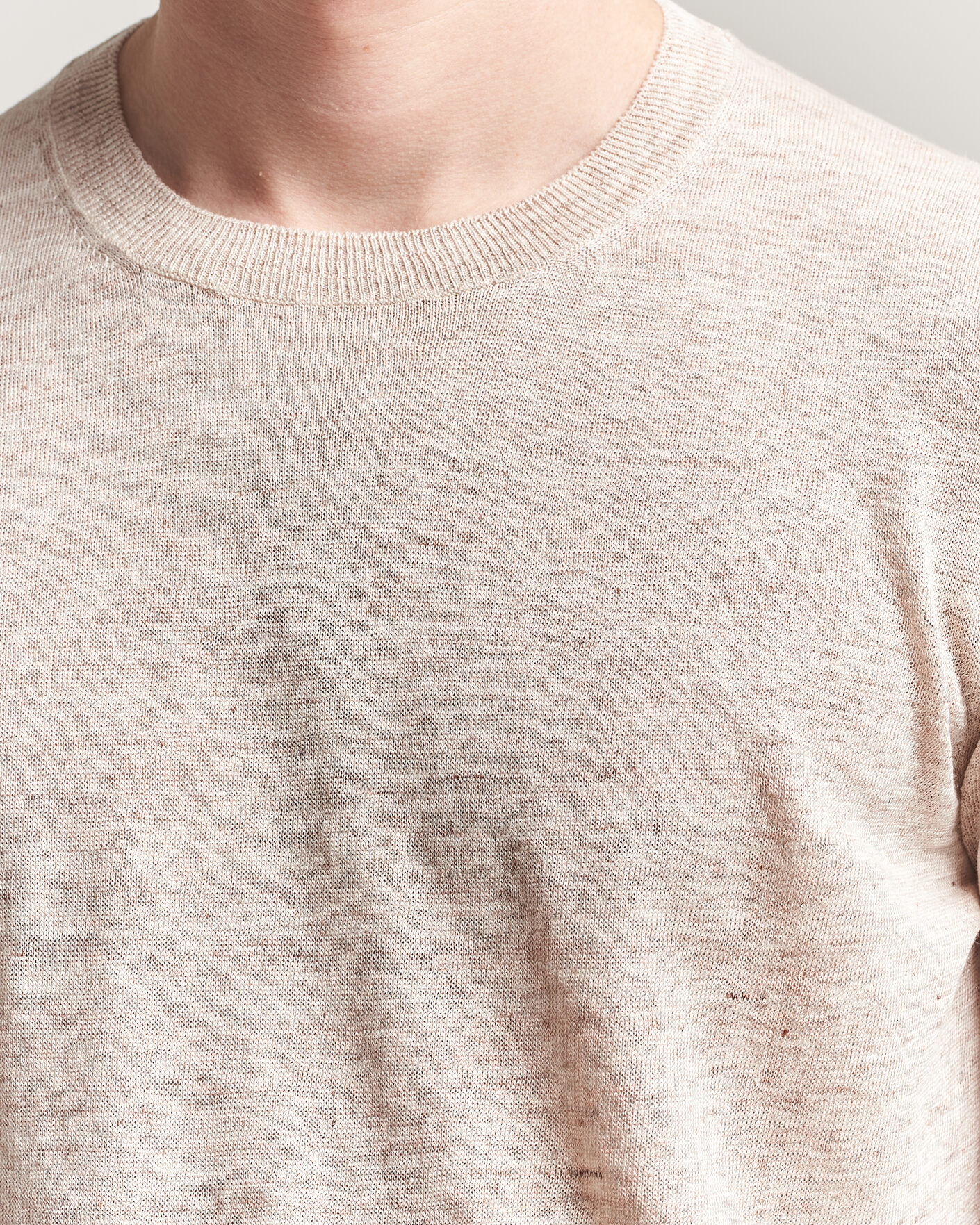 Herr | T-Shirts | Gran Sasso | Washed Knitted Linen T-Shirt Beige Melange