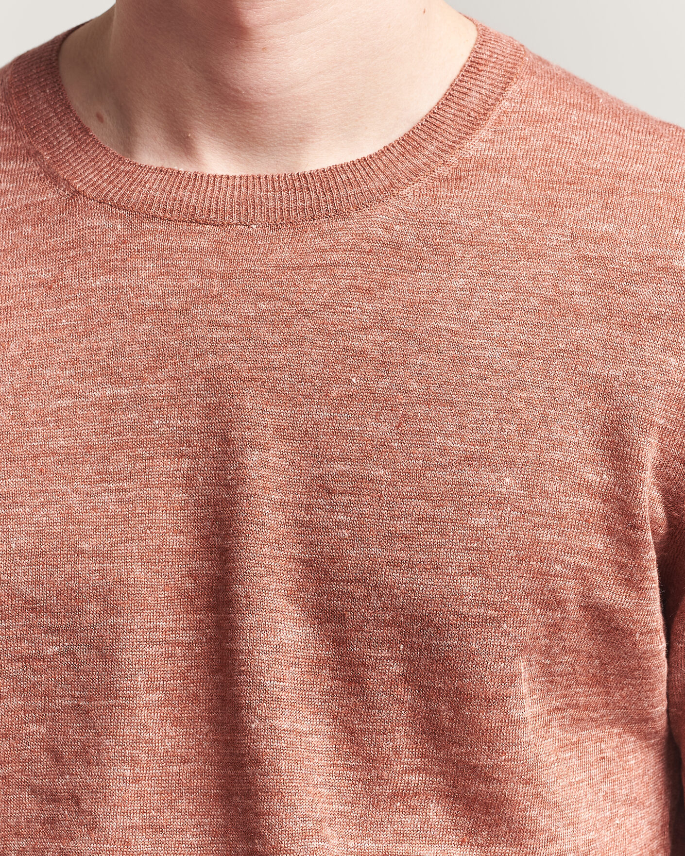 Herr | T-Shirts | Gran Sasso | Washed Knitted Linen T-Shirt Apricot Orange Melange