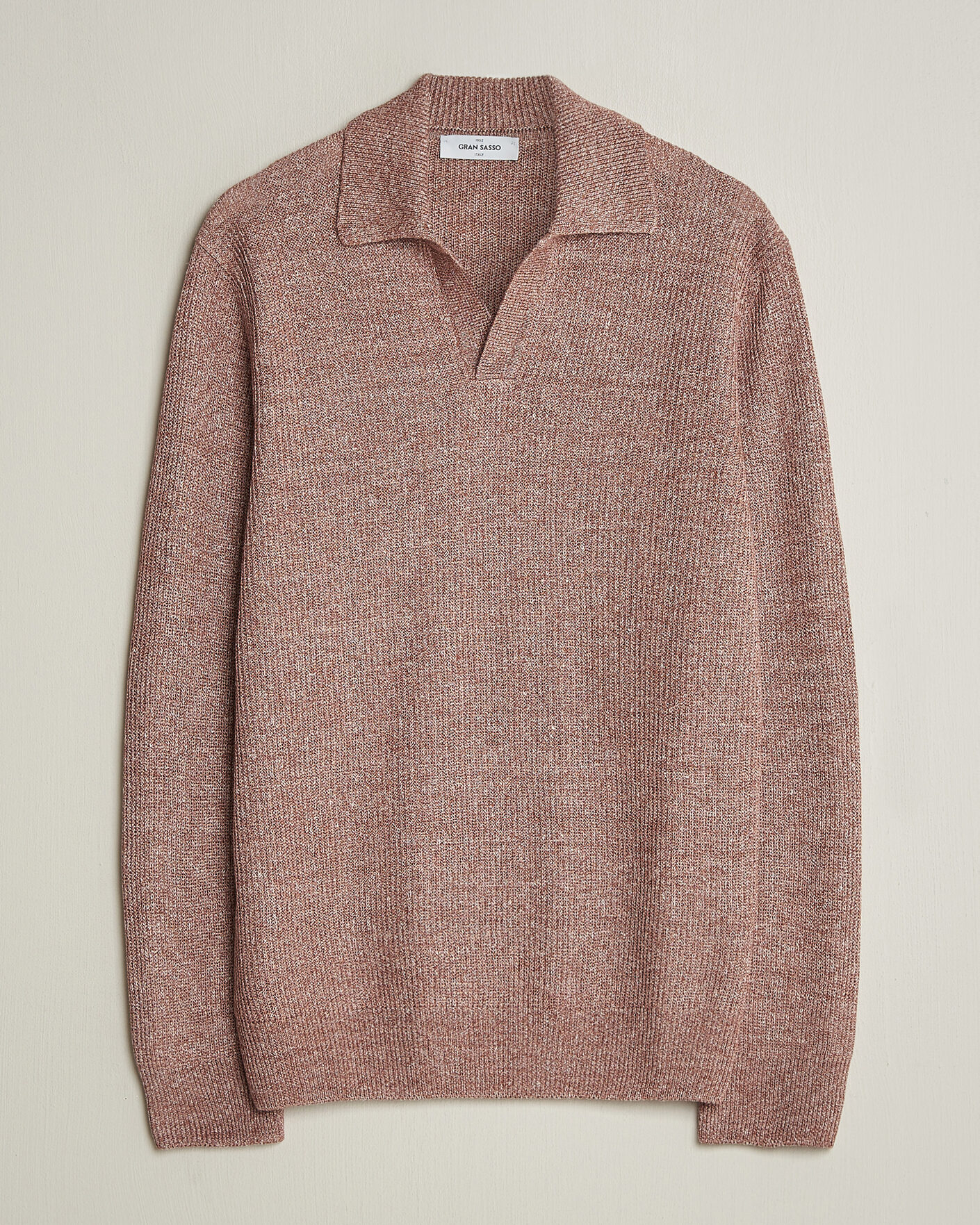 Herr | Tröjor | Gran Sasso | Linen/Cotton Open Collar Knitted Polo Rust Melange