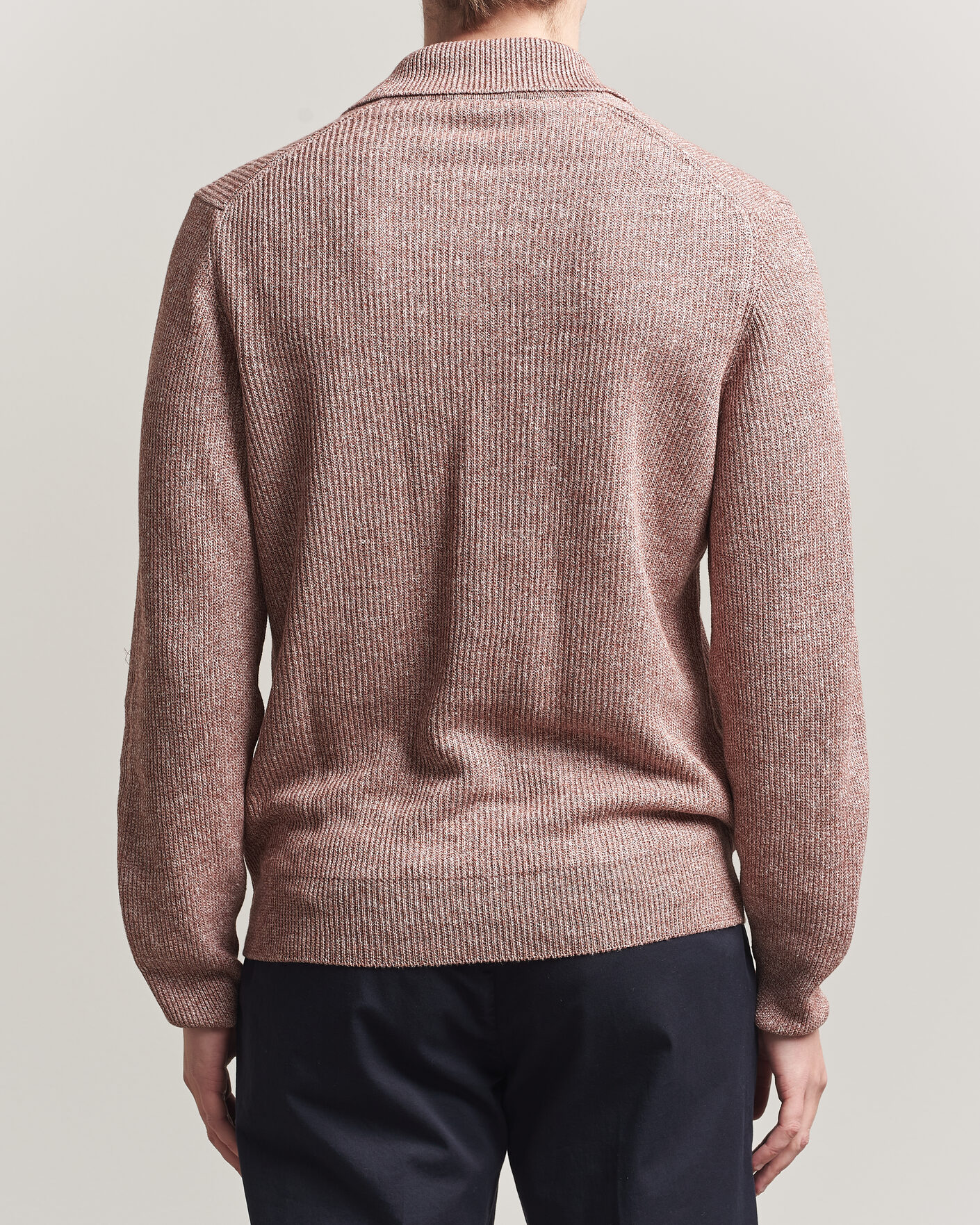 Herr | Tröjor | Gran Sasso | Linen/Cotton Open Collar Knitted Polo Rust Melange