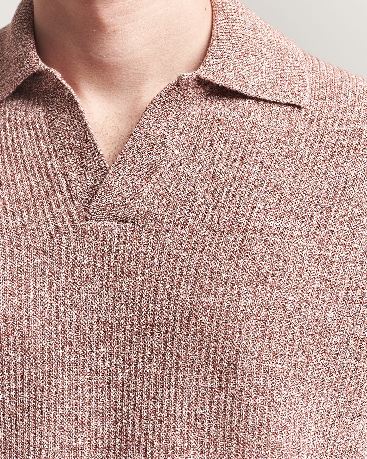 Herr | Tröjor | Gran Sasso | Linen/Cotton Open Collar Knitted Polo Rust Melange