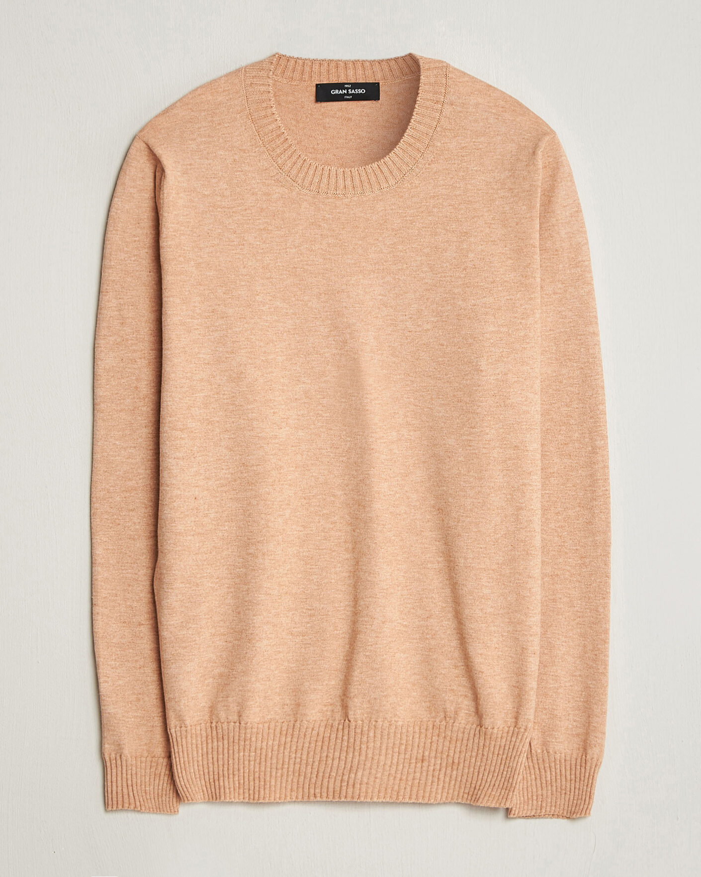 Herr | Tröjor | Gran Sasso | Cotton/Cashmere Knitted Crew Neck Sweater Apricot Orange Melange