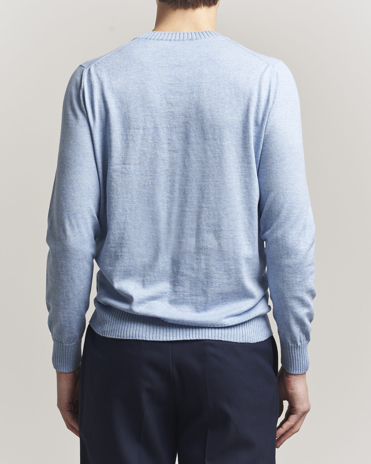 Herr | Tröjor | Gran Sasso | Cotton/Cashmere Knitted Crew Neck Sweater Blue Melange
