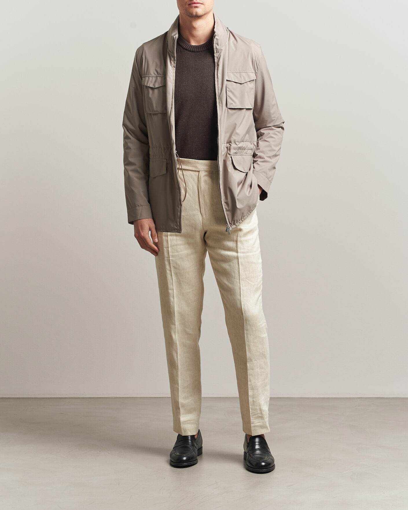 Herr | Jackor | Gran Sasso | Nylon Field Jacket Beige