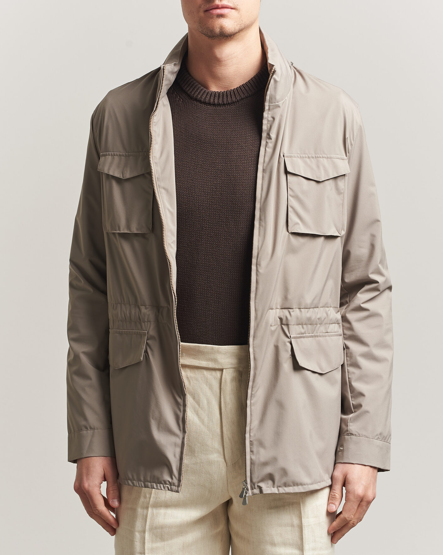 Herr | Jackor | Gran Sasso | Nylon Field Jacket Beige