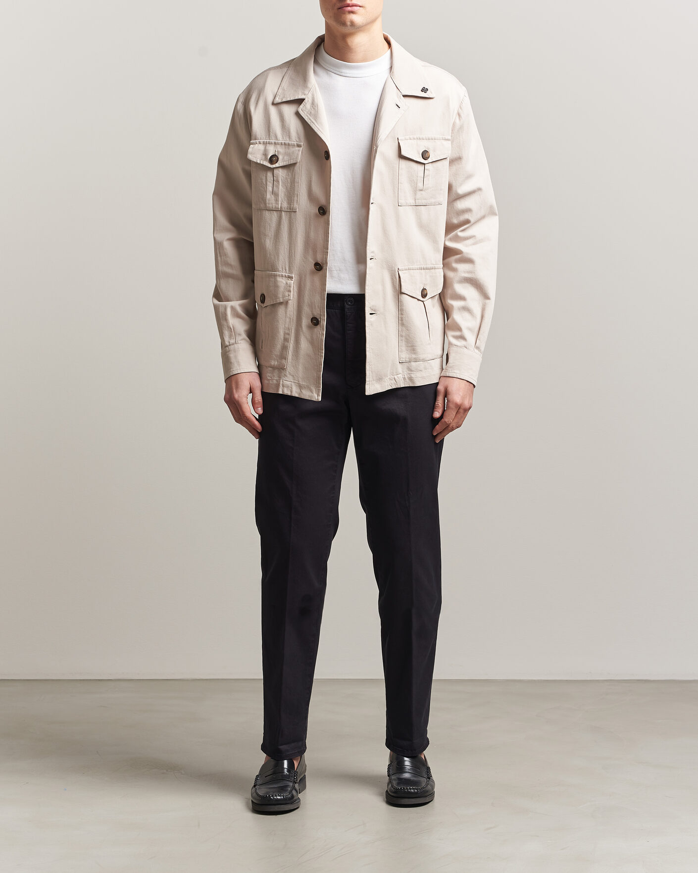 Herr | Jackor | Gran Sasso | Cotton Safari Jacket Beige