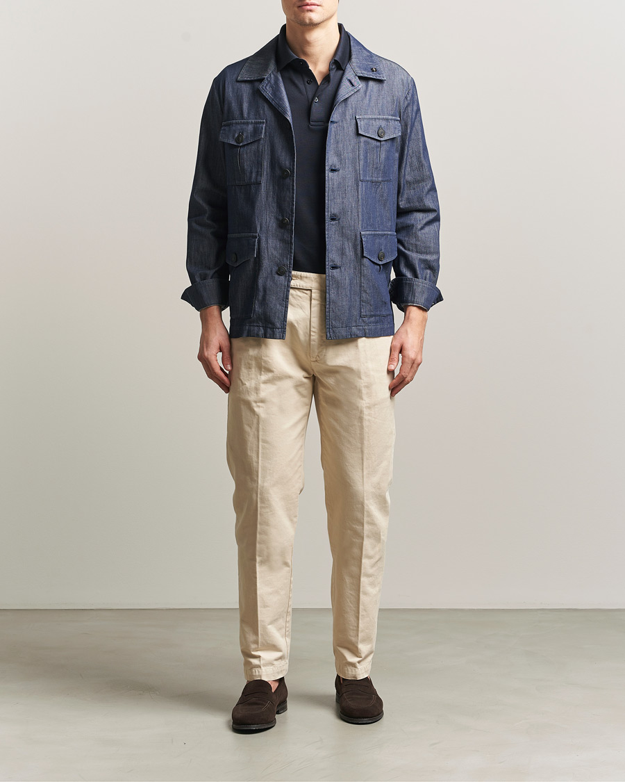 Herr | Jackor | Gran Sasso | Cotton Safari Jacket Navy