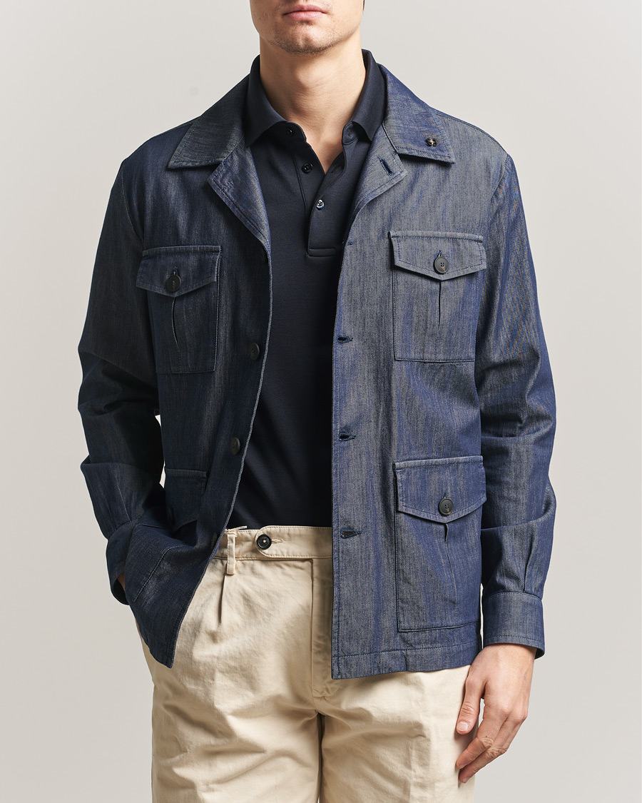 Herr | Jackor | Gran Sasso | Cotton Safari Jacket Navy