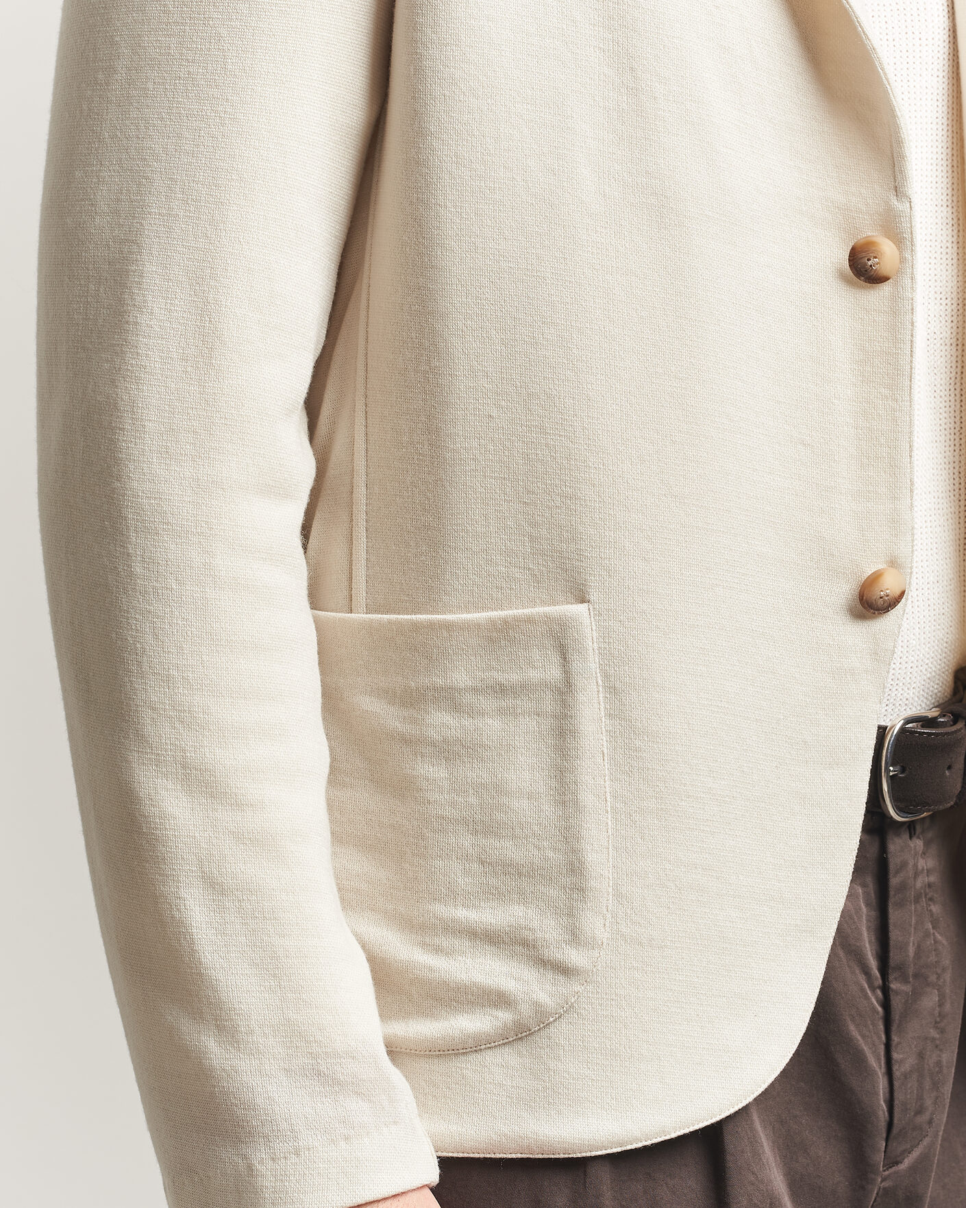 Herr | Kavajer | Gran Sasso | Wool Knitted Blazer Cream
