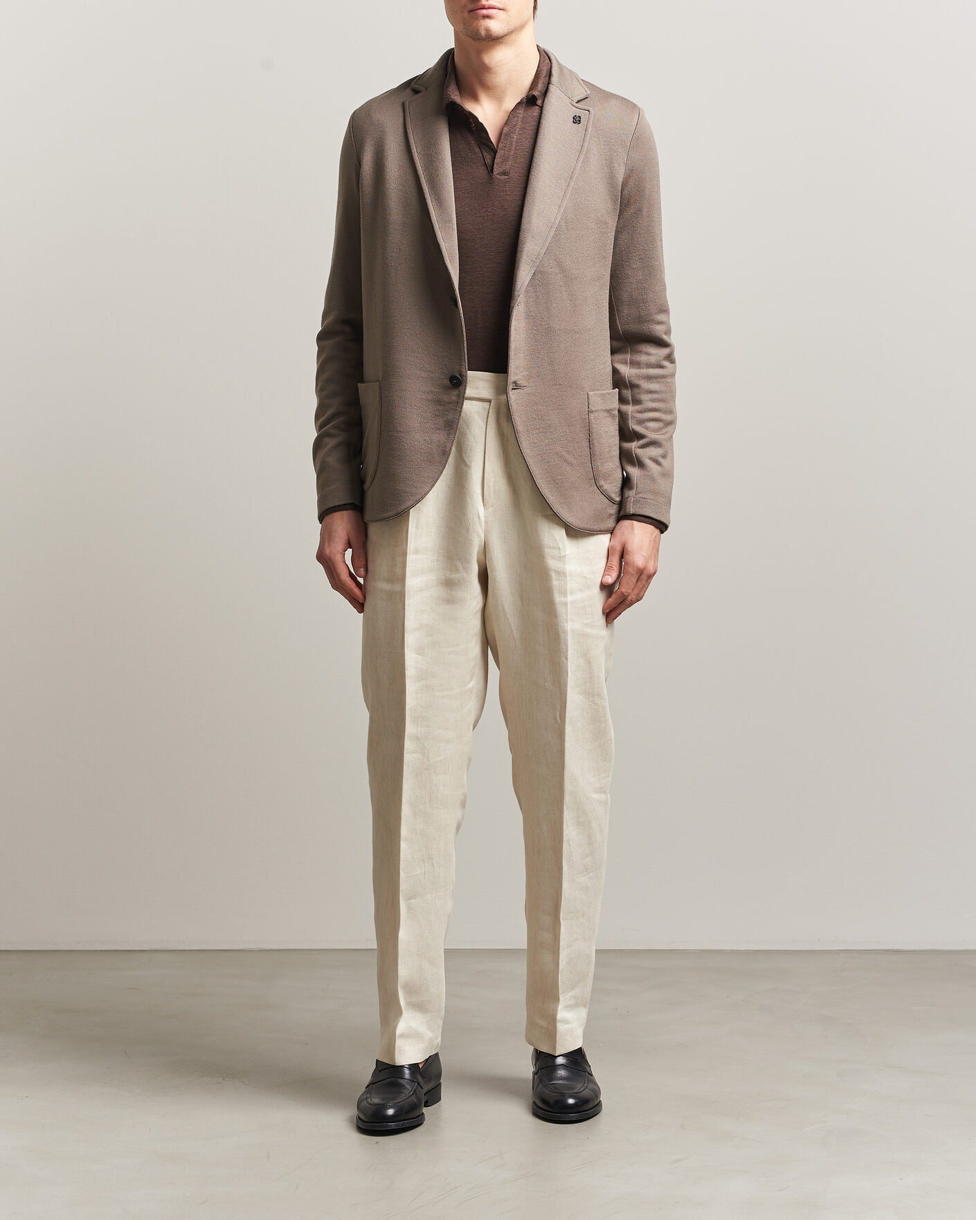 Herr | Kavajer | Gran Sasso | Wool Knitted Blazer Brown