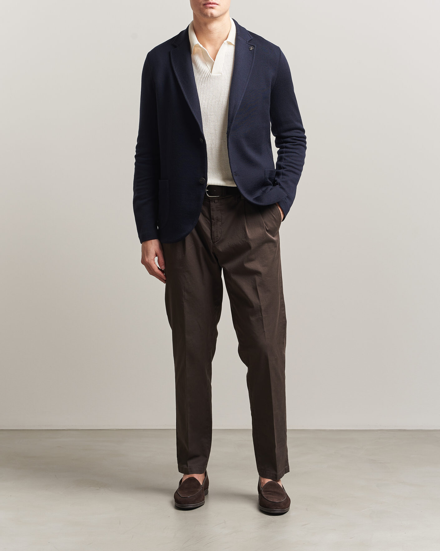 Herr | Kavajer | Gran Sasso | Wool Knitted Blazer Navy
