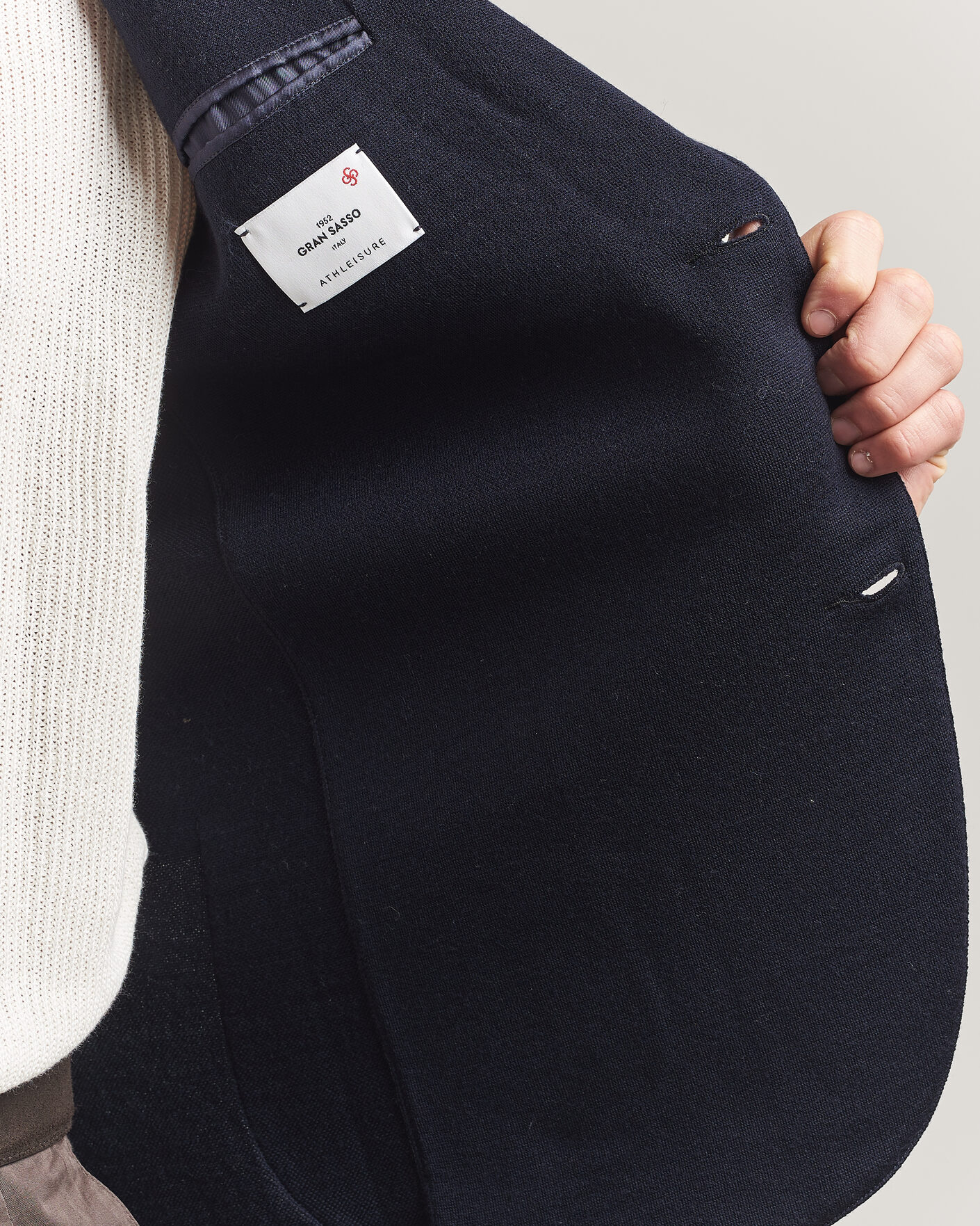 Herr | Kavajer | Gran Sasso | Wool Knitted Blazer Navy