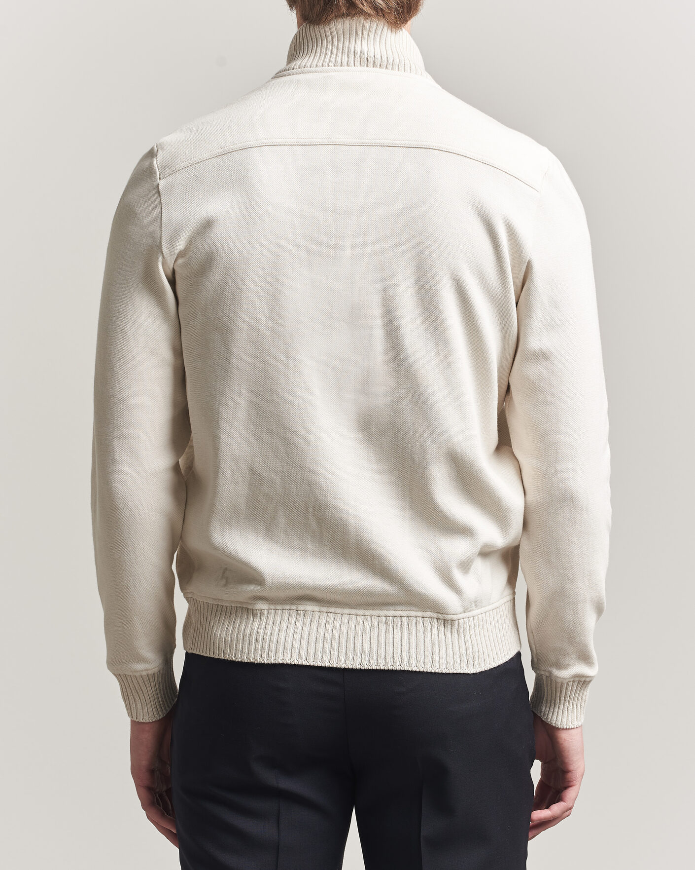Herr | Jackor | Gran Sasso | Cotton Pocket Knitted Bomber Jacket Cream