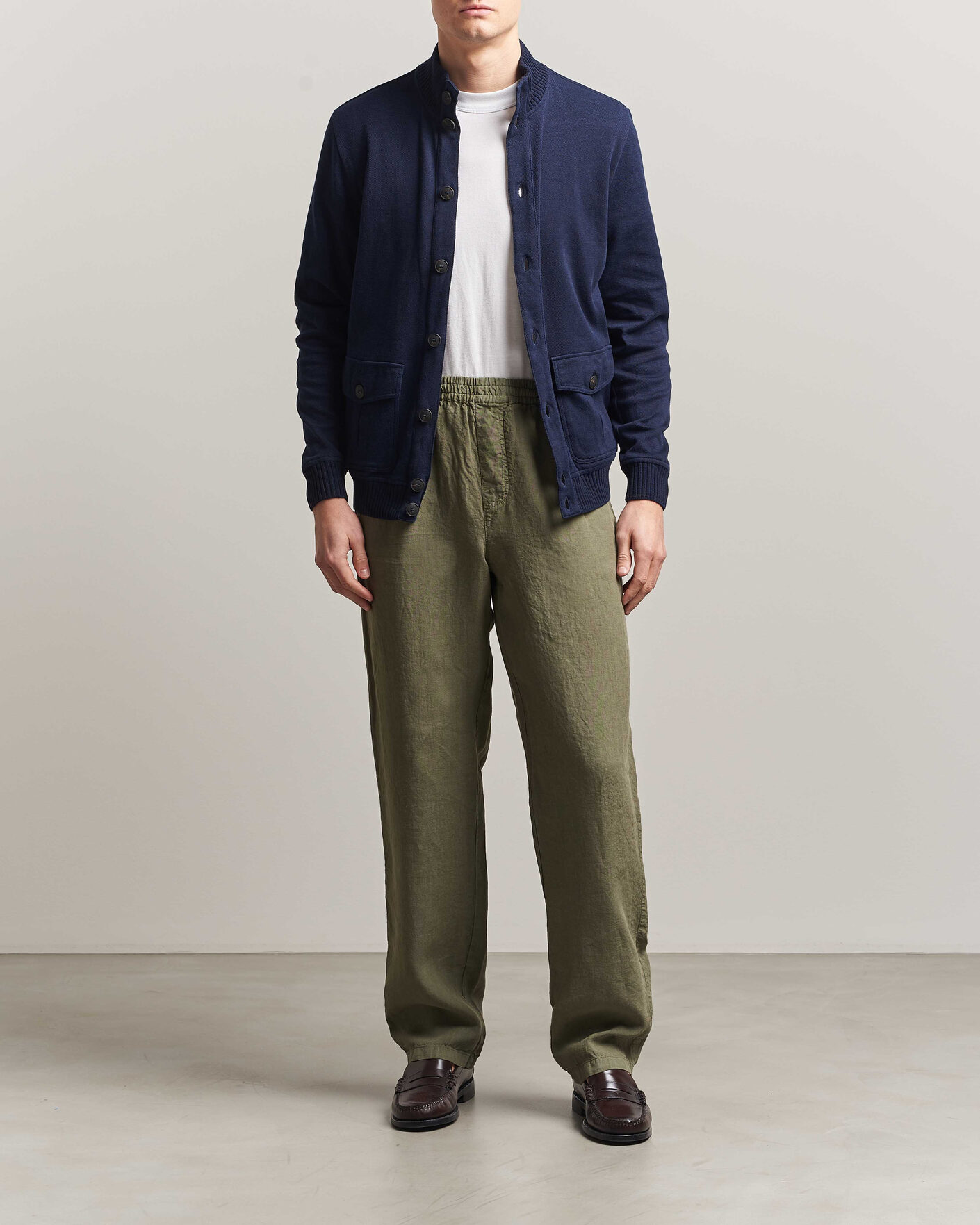 Herr | Jackor | Gran Sasso | Cotton Pocket Knitted Bomber Jacket Navy