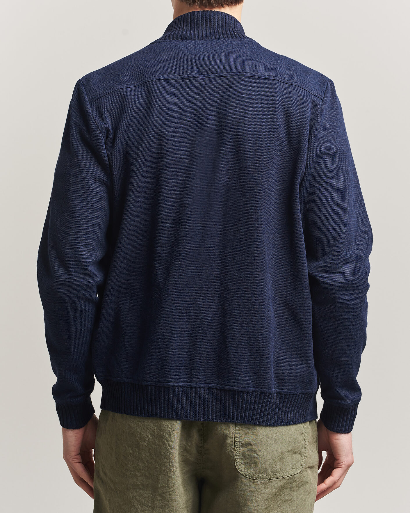 Herr | Jackor | Gran Sasso | Cotton Pocket Knitted Bomber Jacket Navy