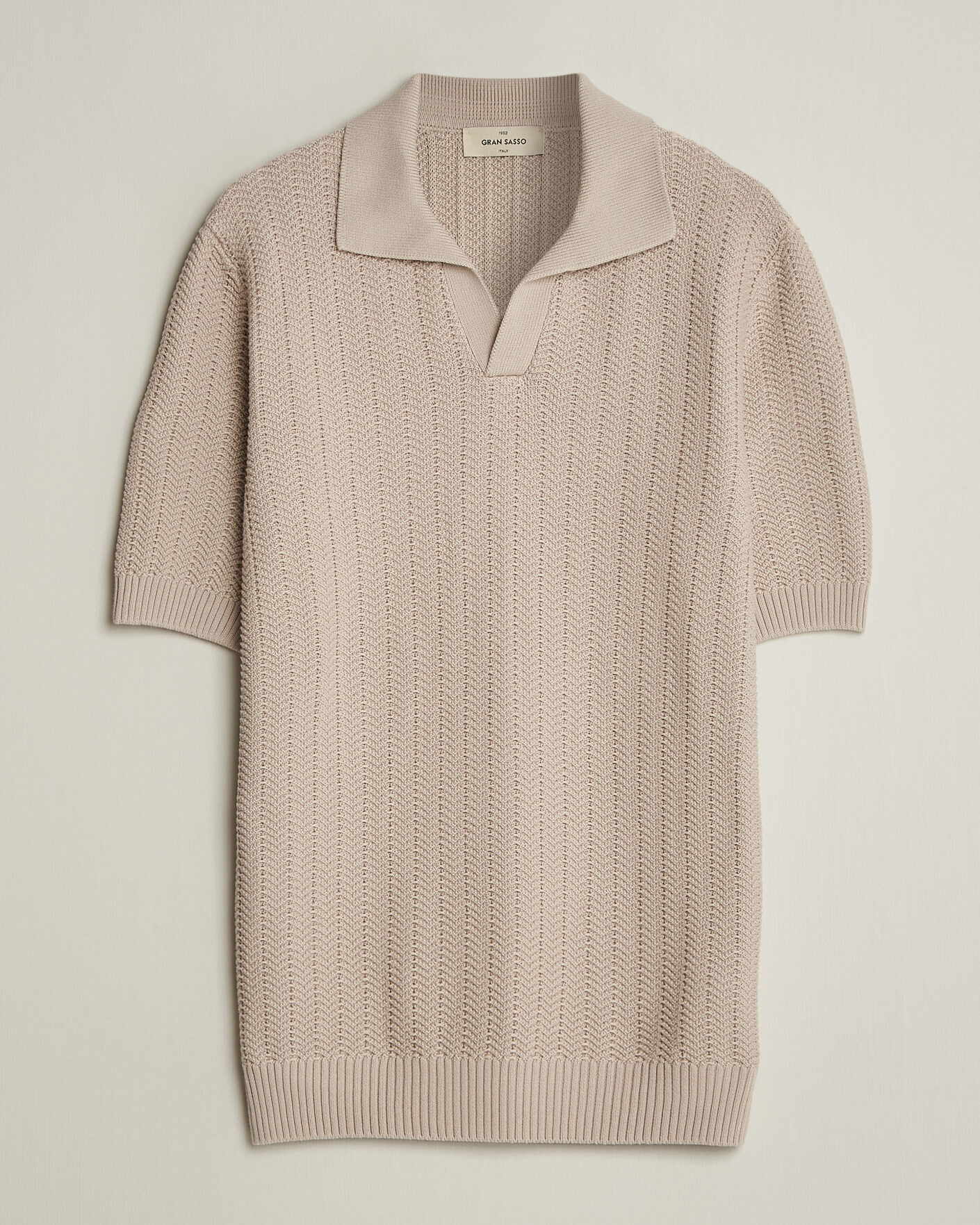 Herr | Pikéer | Gran Sasso | Cotton Structured Knitted Polo Beige