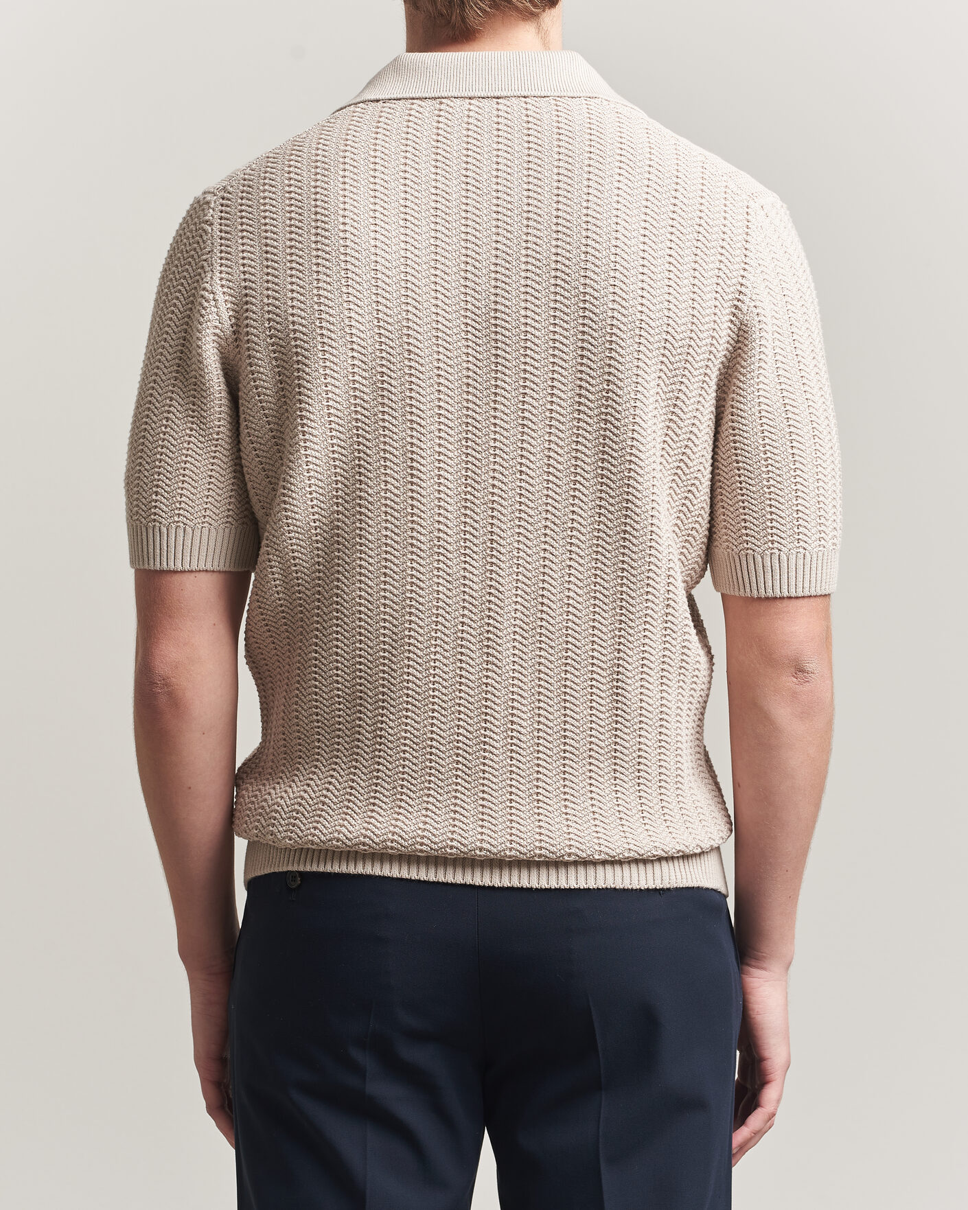 Herr | Pikéer | Gran Sasso | Cotton Structured Knitted Polo Beige