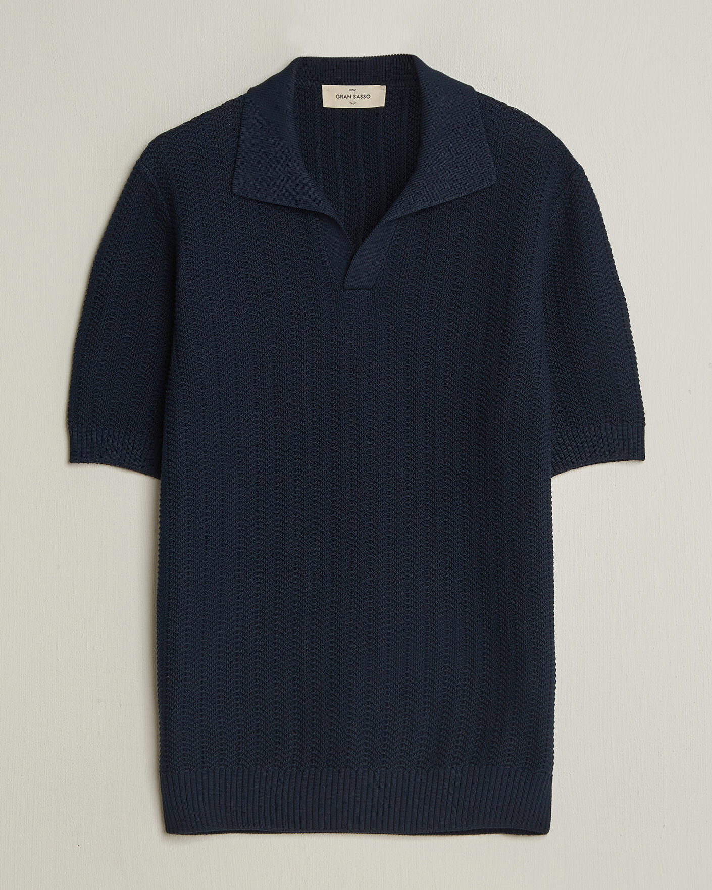 Herr | Pikéer | Gran Sasso | Cotton Structured Knitted Polo Navy