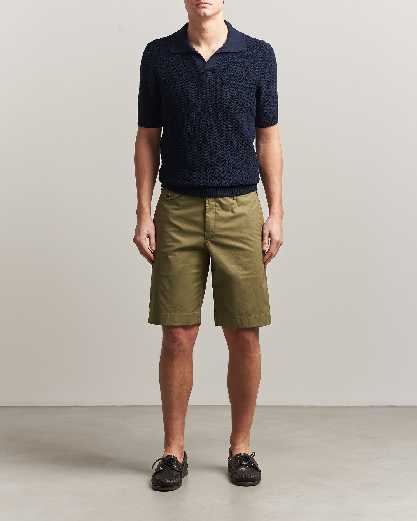 Herr | Pikéer | Gran Sasso | Cotton Structured Knitted Polo Navy