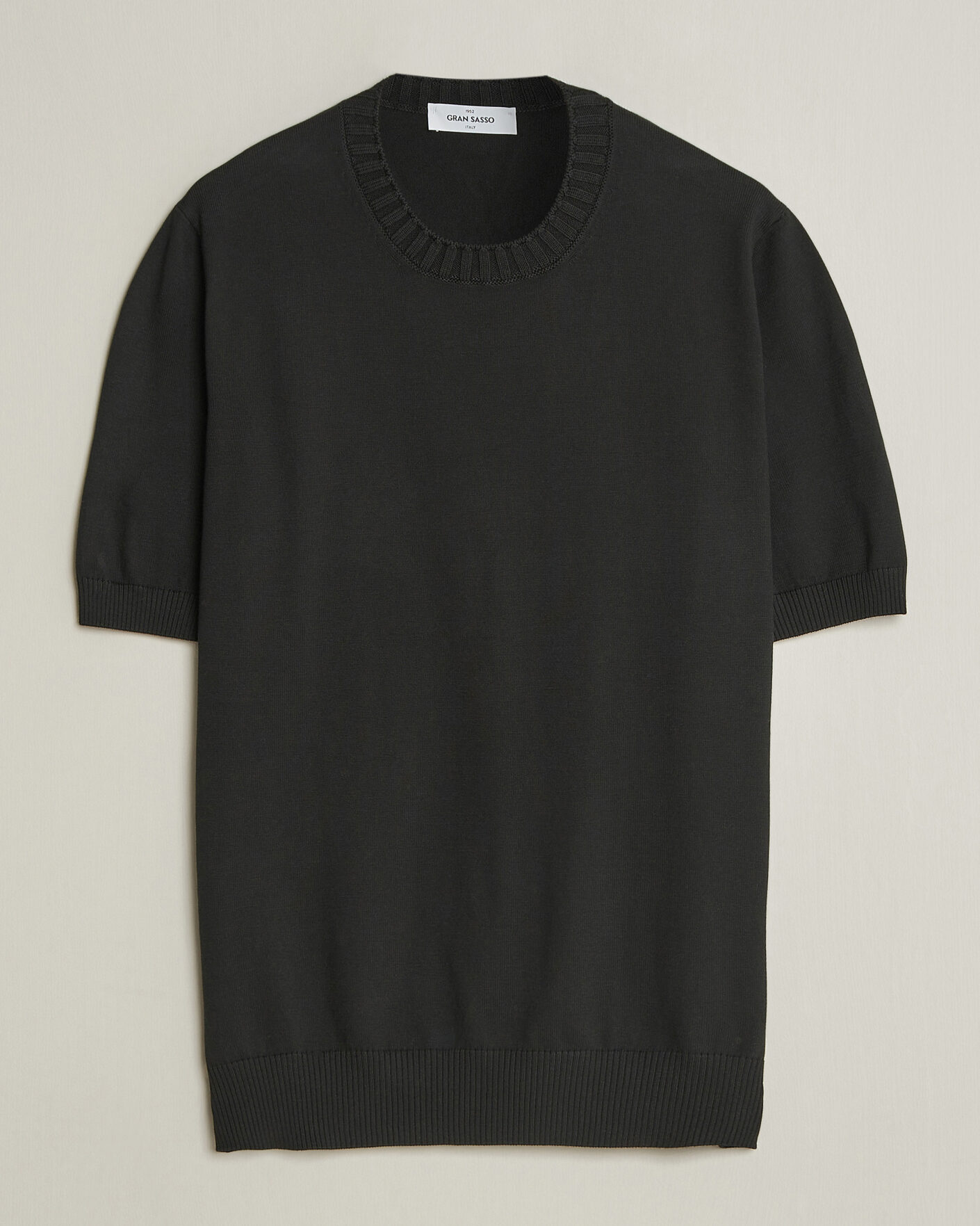 Herr | T-Shirts | Gran Sasso | Cotton Heavy Knitted Crew Neck T-Shirt Black
