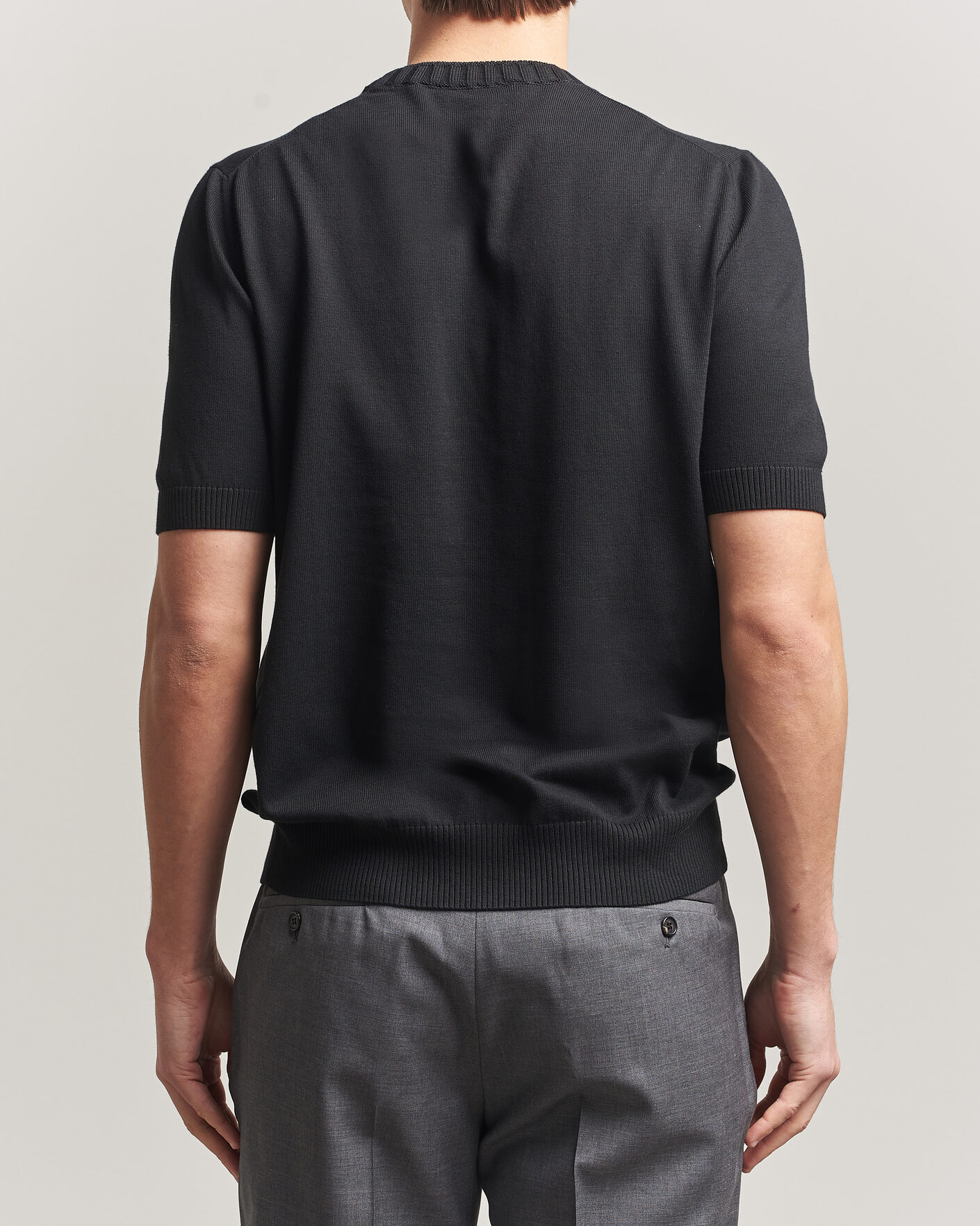 Herr | T-Shirts | Gran Sasso | Cotton Heavy Knitted Crew Neck T-Shirt Black