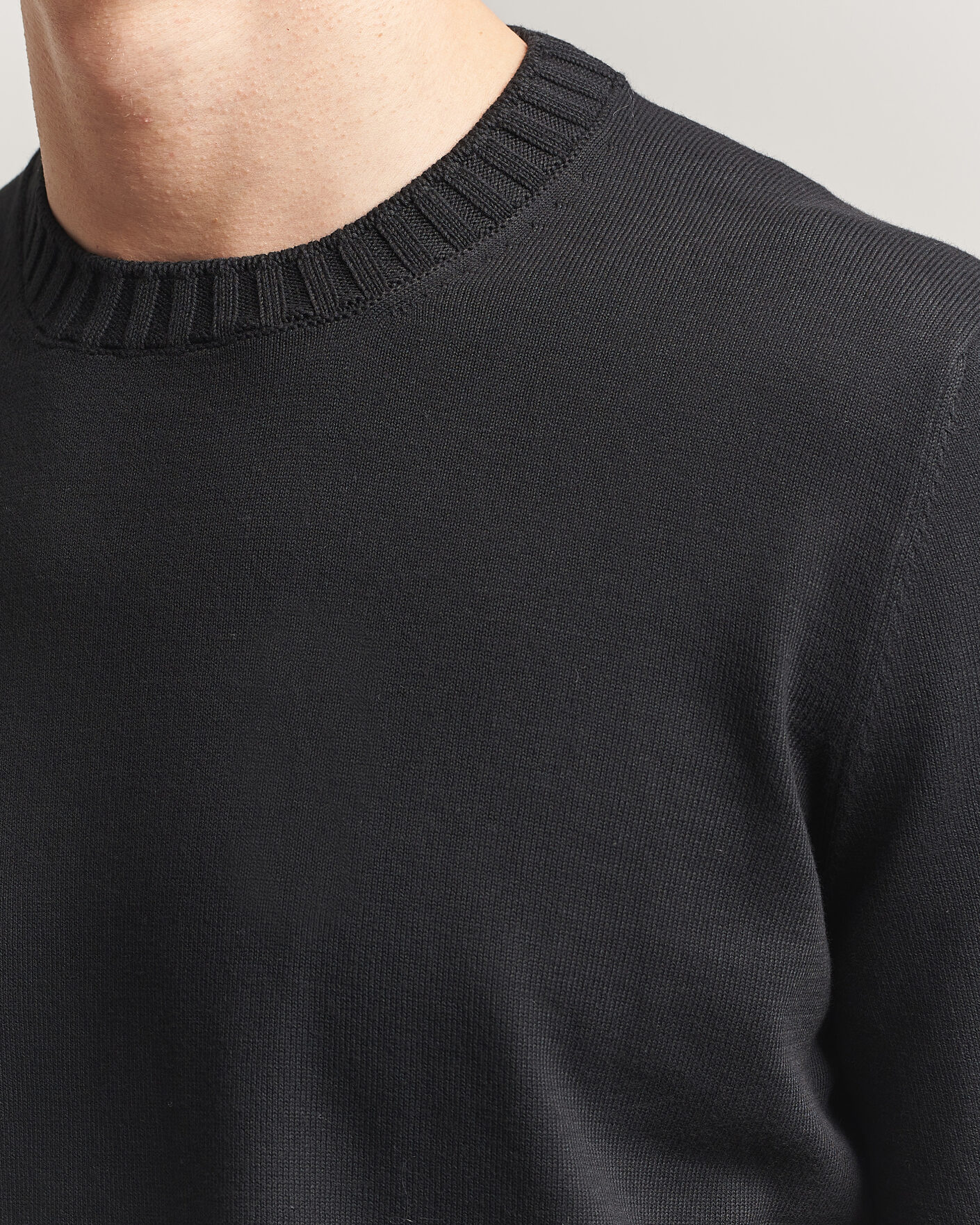 Herr | T-Shirts | Gran Sasso | Cotton Heavy Knitted Crew Neck T-Shirt Black
