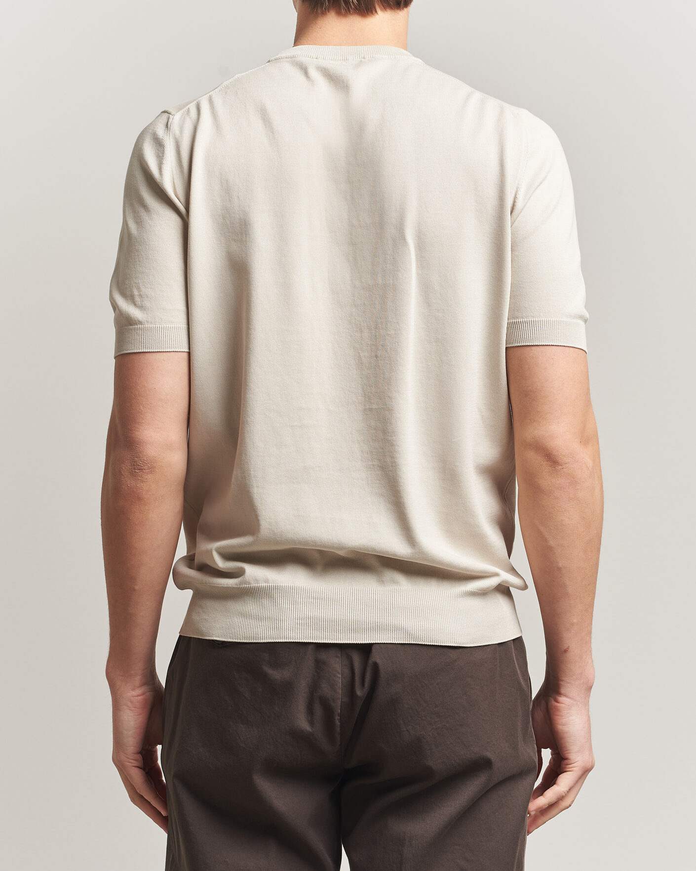 Herr | T-Shirts | Gran Sasso | Cotton Knitted Crew Neck T-Shirt Beige Melange