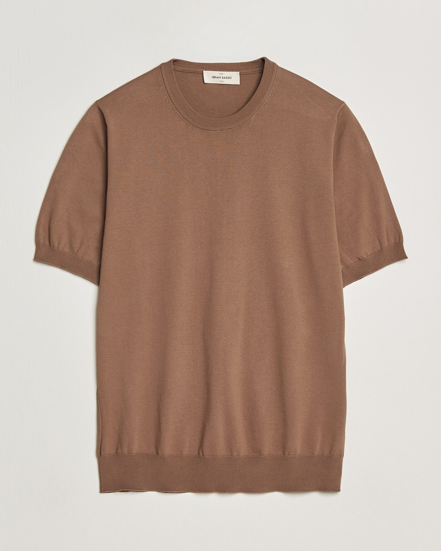 Herr | T-Shirts | Gran Sasso | Cotton Knitted Crew Neck T-Shirt Brown