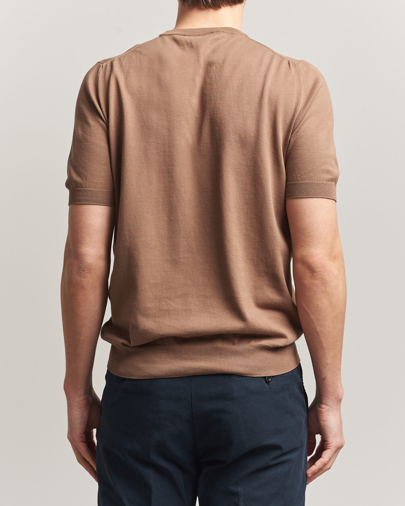 Herr | T-Shirts | Gran Sasso | Cotton Knitted Crew Neck T-Shirt Brown
