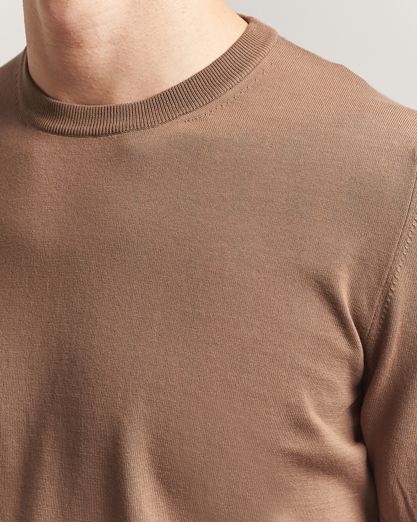 Herr | T-Shirts | Gran Sasso | Cotton Knitted Crew Neck T-Shirt Brown