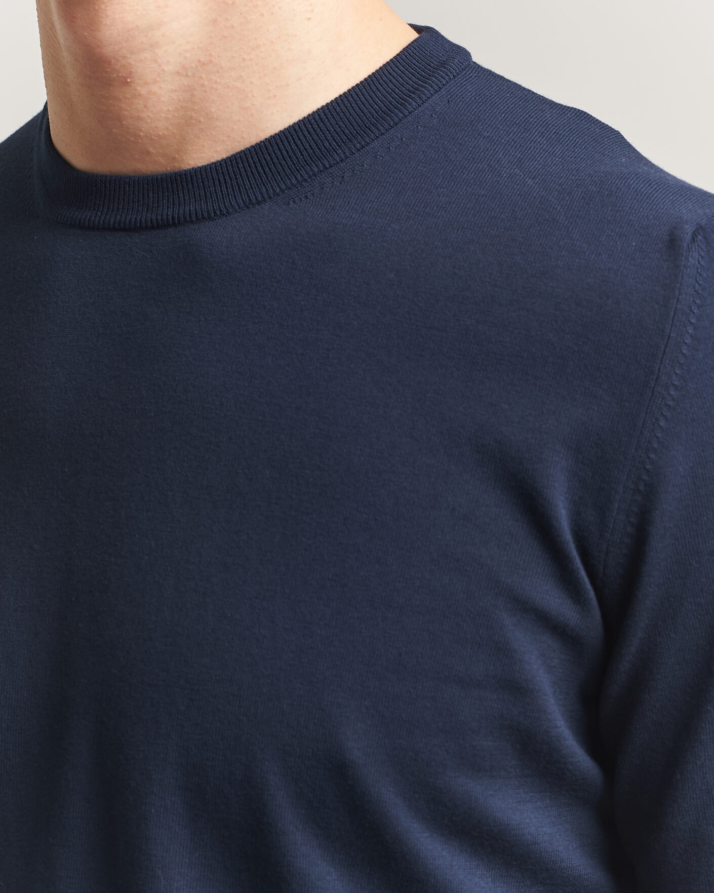 Herr | T-Shirts | Gran Sasso | Cotton Knitted Crew Neck T-Shirt Navy