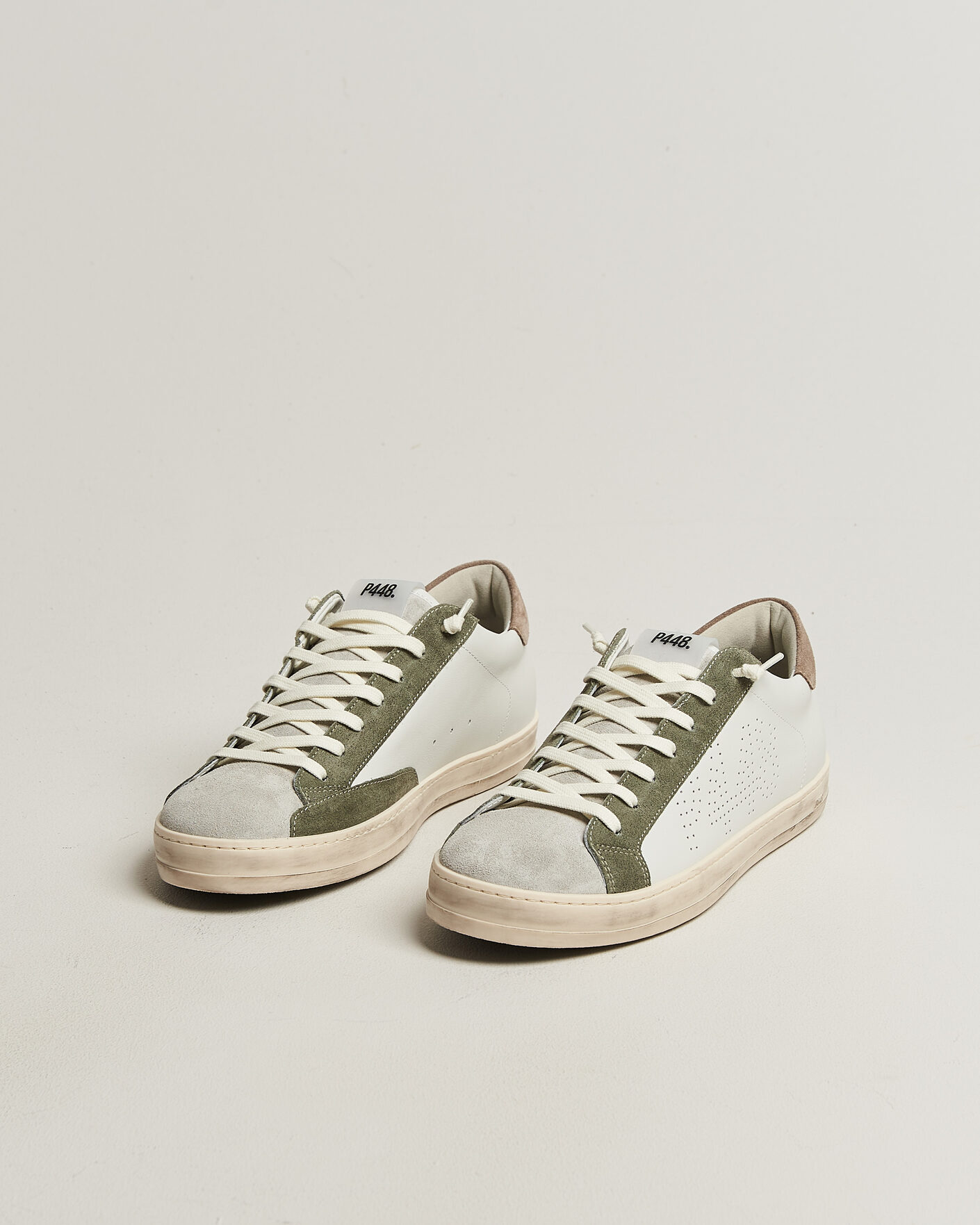 Herr | Sneakers | P448 | John Leather/Suede Sneaker White/Olive/Grey