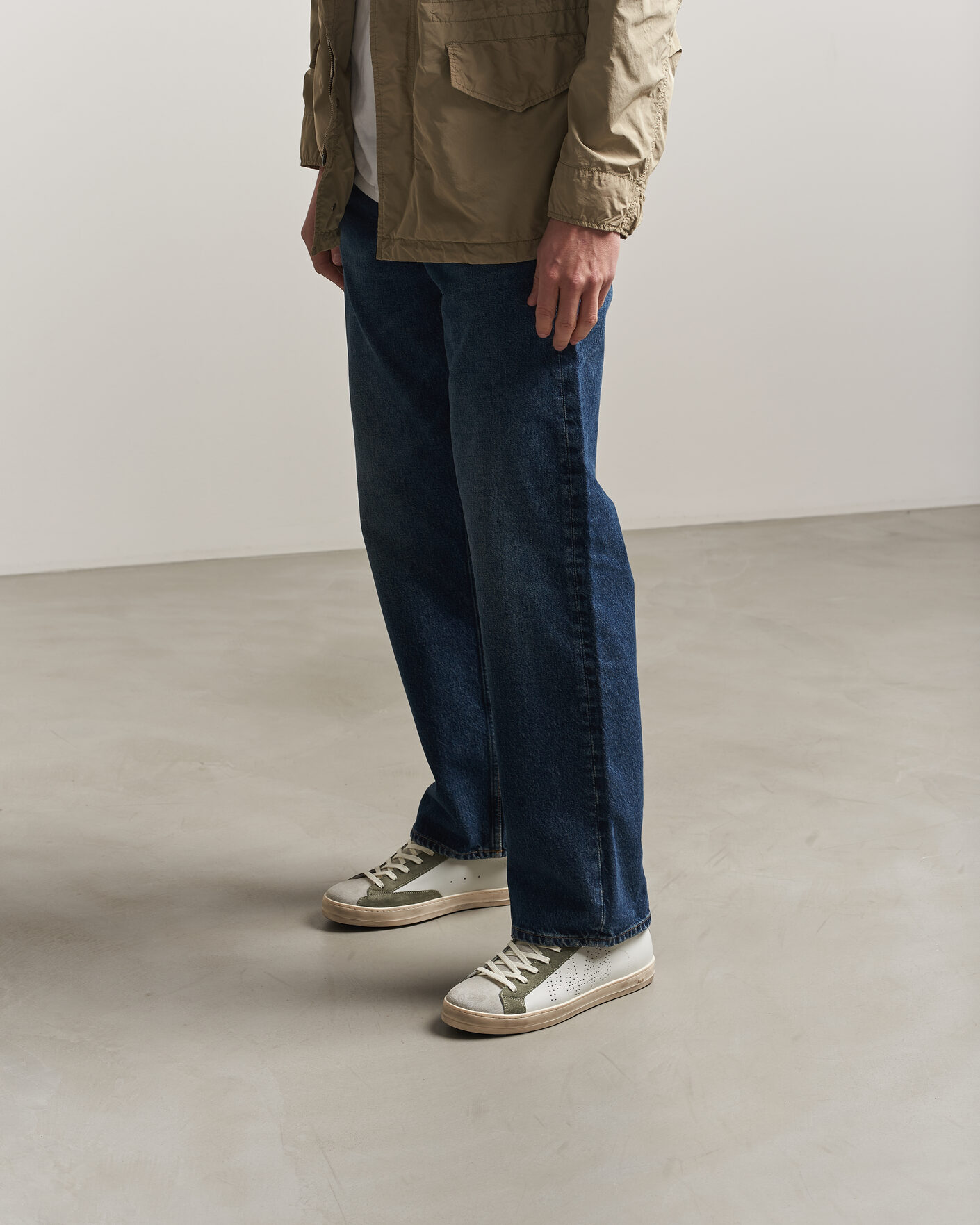 Herr | Sneakers | P448 | John Leather/Suede Sneaker White/Olive/Grey