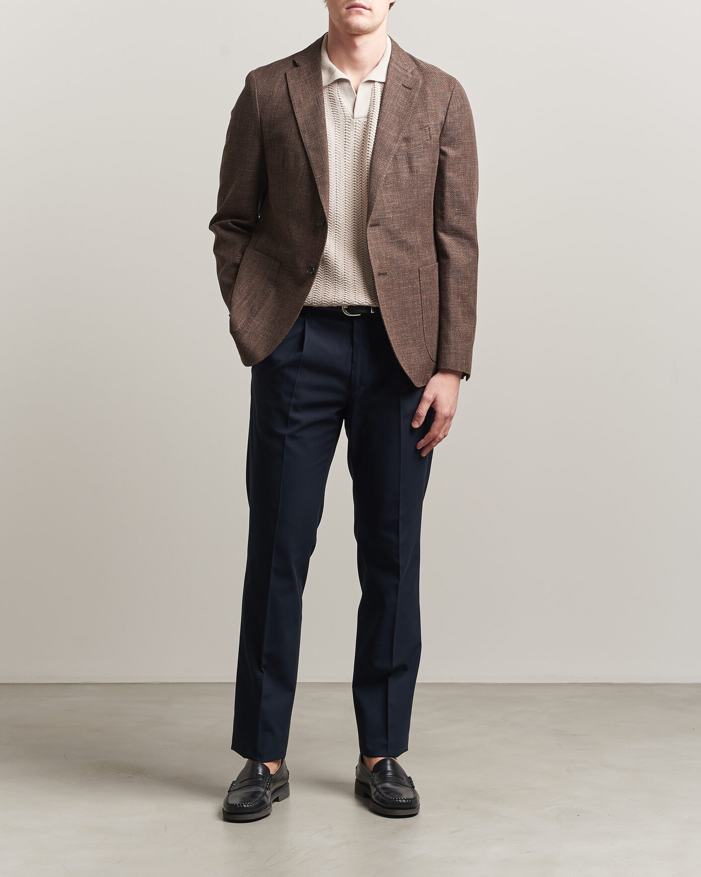 Herr | Kavajer | Incotex | Structured Cotton Blazer Dark Brown