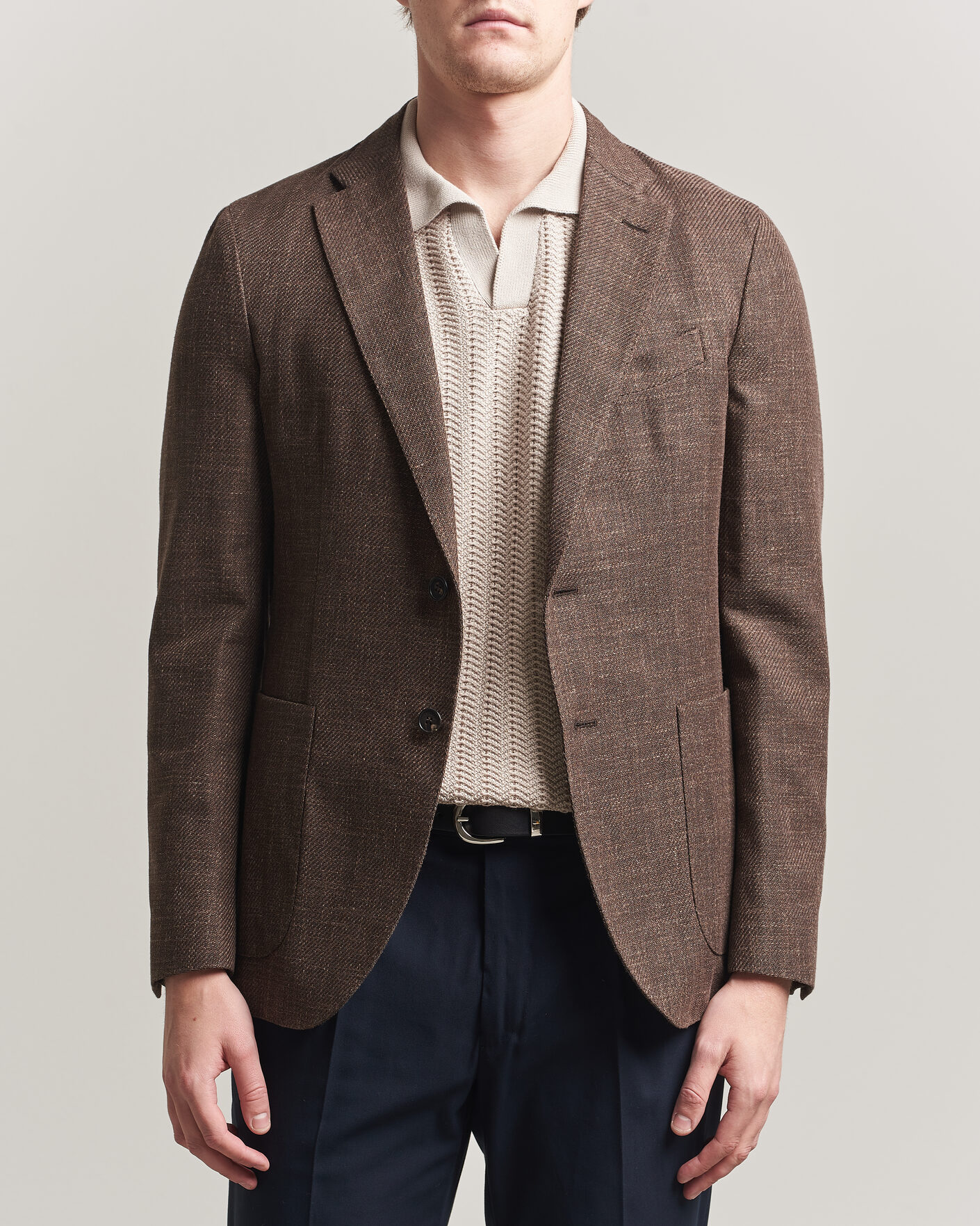 Herr | Kavajer | Incotex | Structured Cotton Blazer Dark Brown