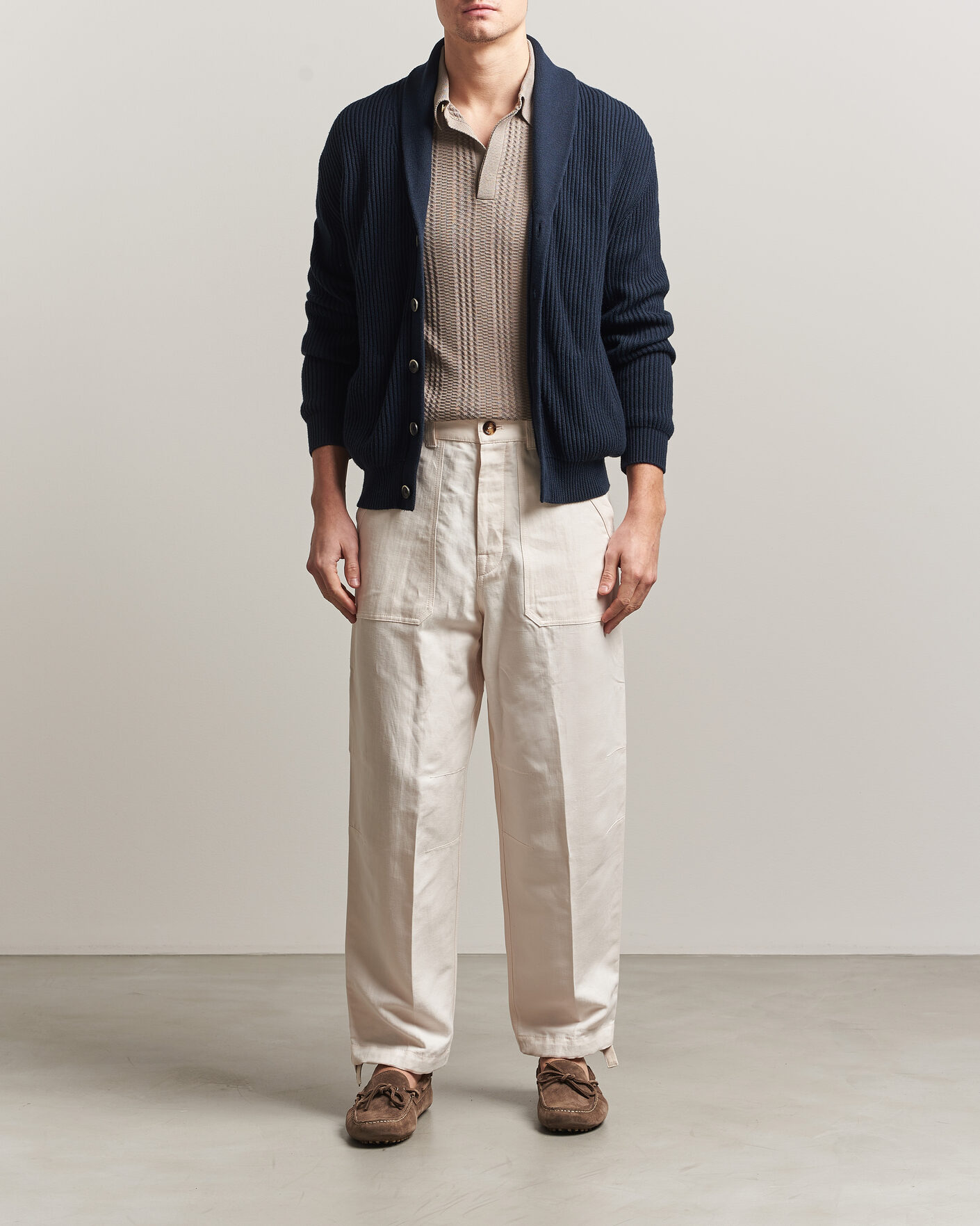 Herr | Byxor | Brunello Cucinelli | Linen Casual Pants Off White