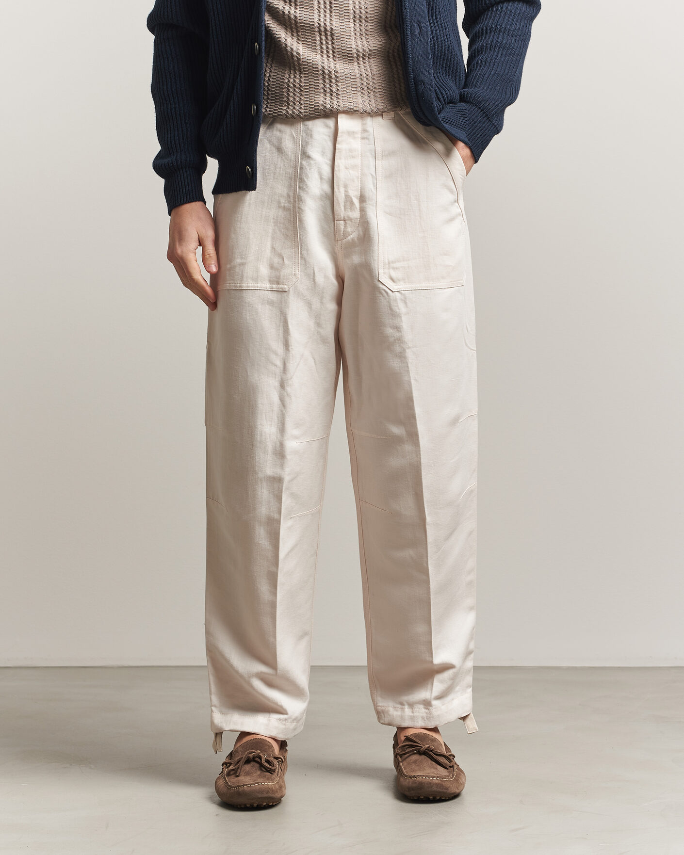 Herr | Byxor | Brunello Cucinelli | Linen Casual Pants Off White