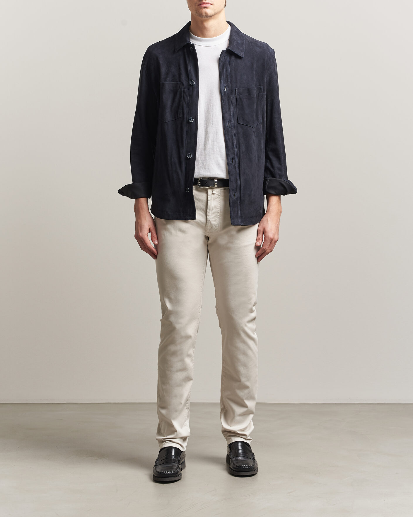 Herr | Byxor | Jacob Cohën | Bard Garment Dyed Gabardine Trousers Off White