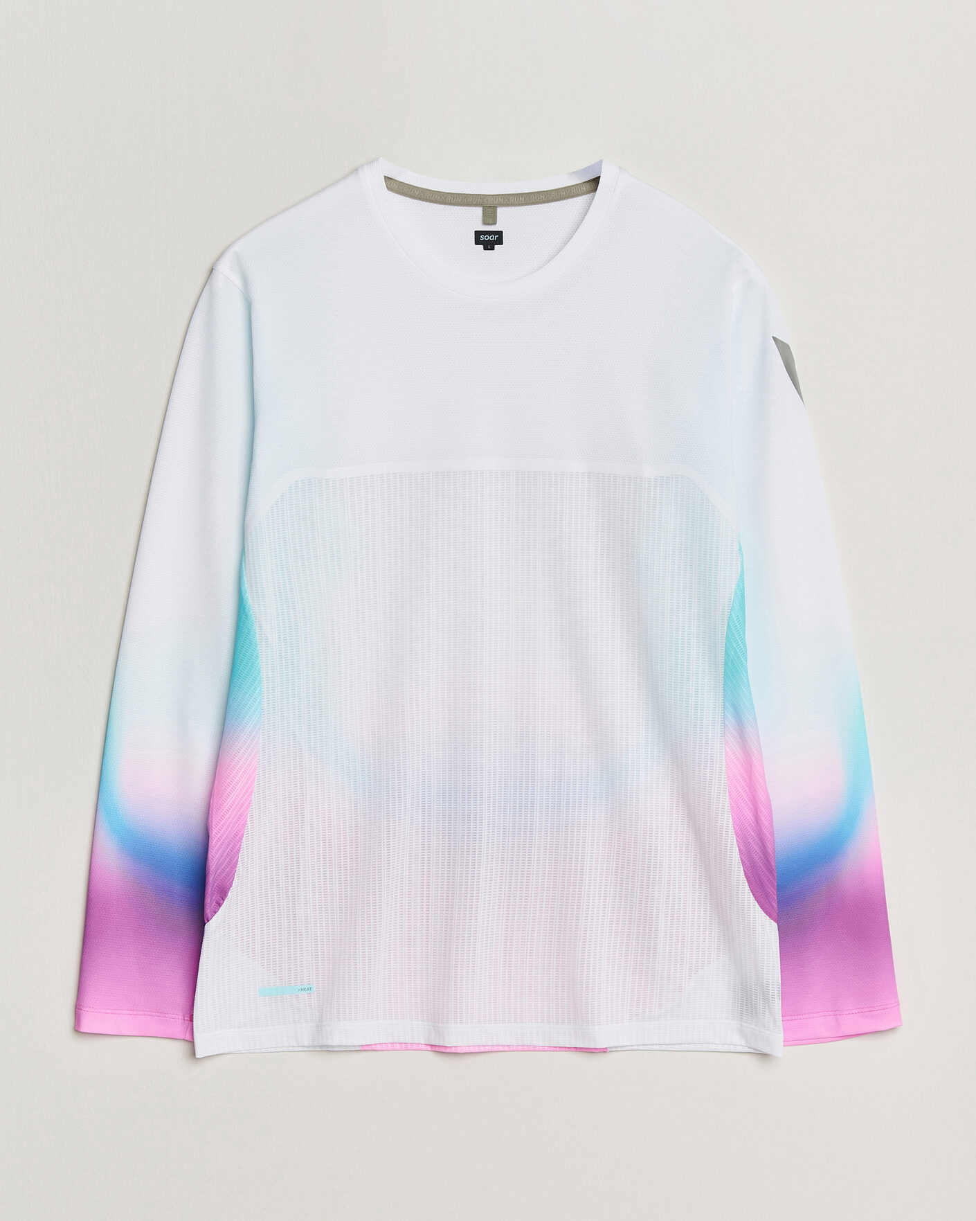Herr | T-Shirts | SOAR Running | Hot Weather Long Sleeve Tee White/Blue
