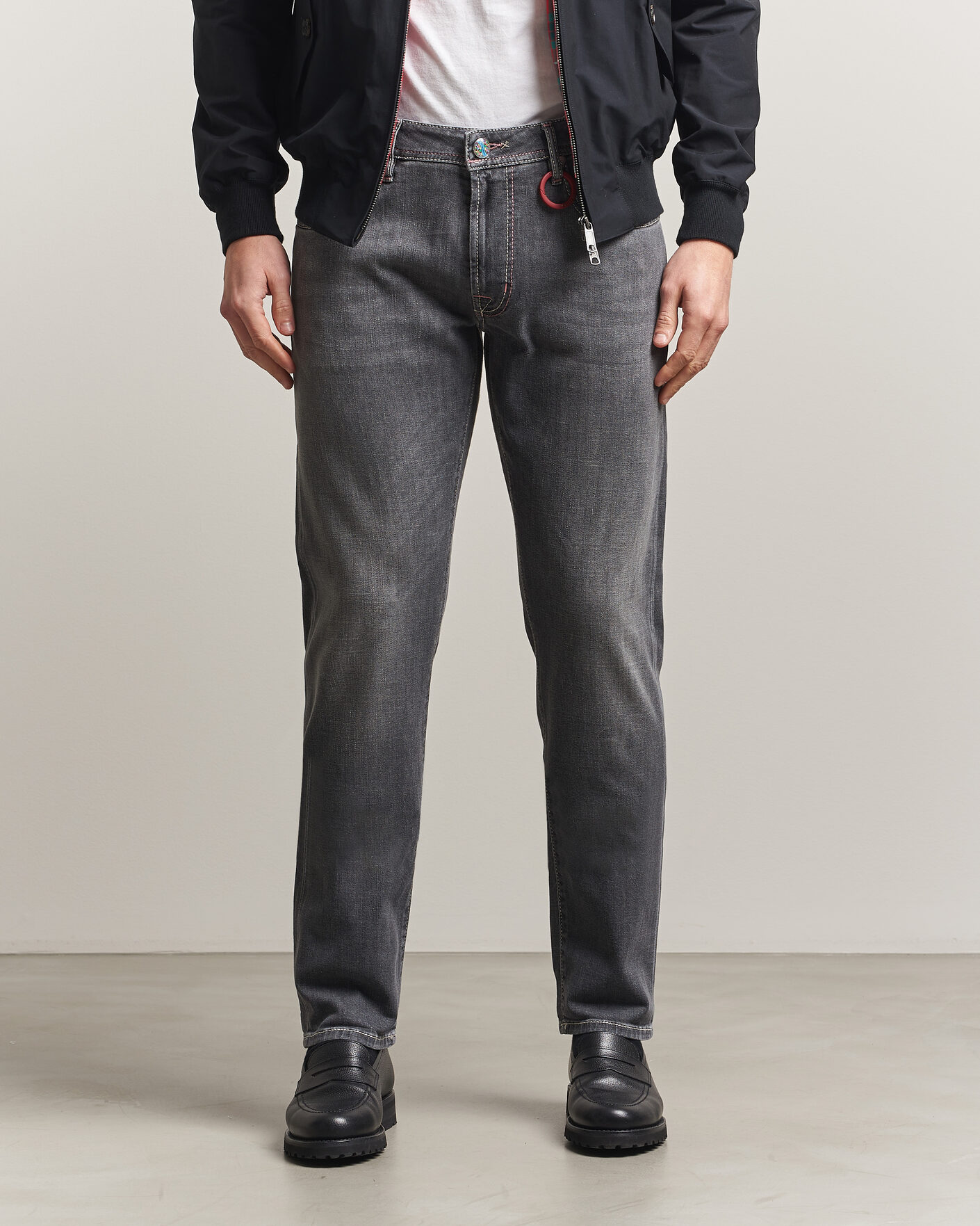 Herr | Jeans | Tramarossa | Michelangelo Contrast Seam Stretch Jeans Dark Grey