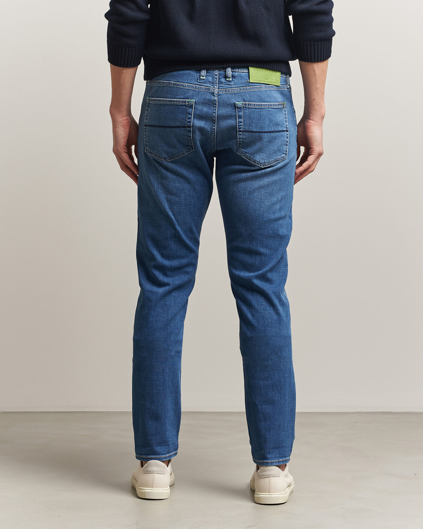Herr | Byxor | Tramarossa | Michelangelo Contrast Seam Stretch Jeans Mid Blue