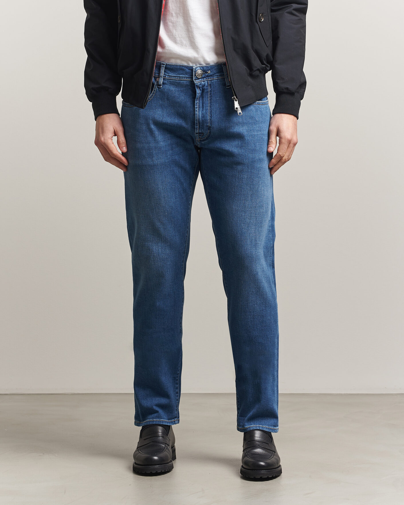 Herr | Jeans | Tramarossa | Michelangelo Contrast Seam Stretch Jeans Mid Blue