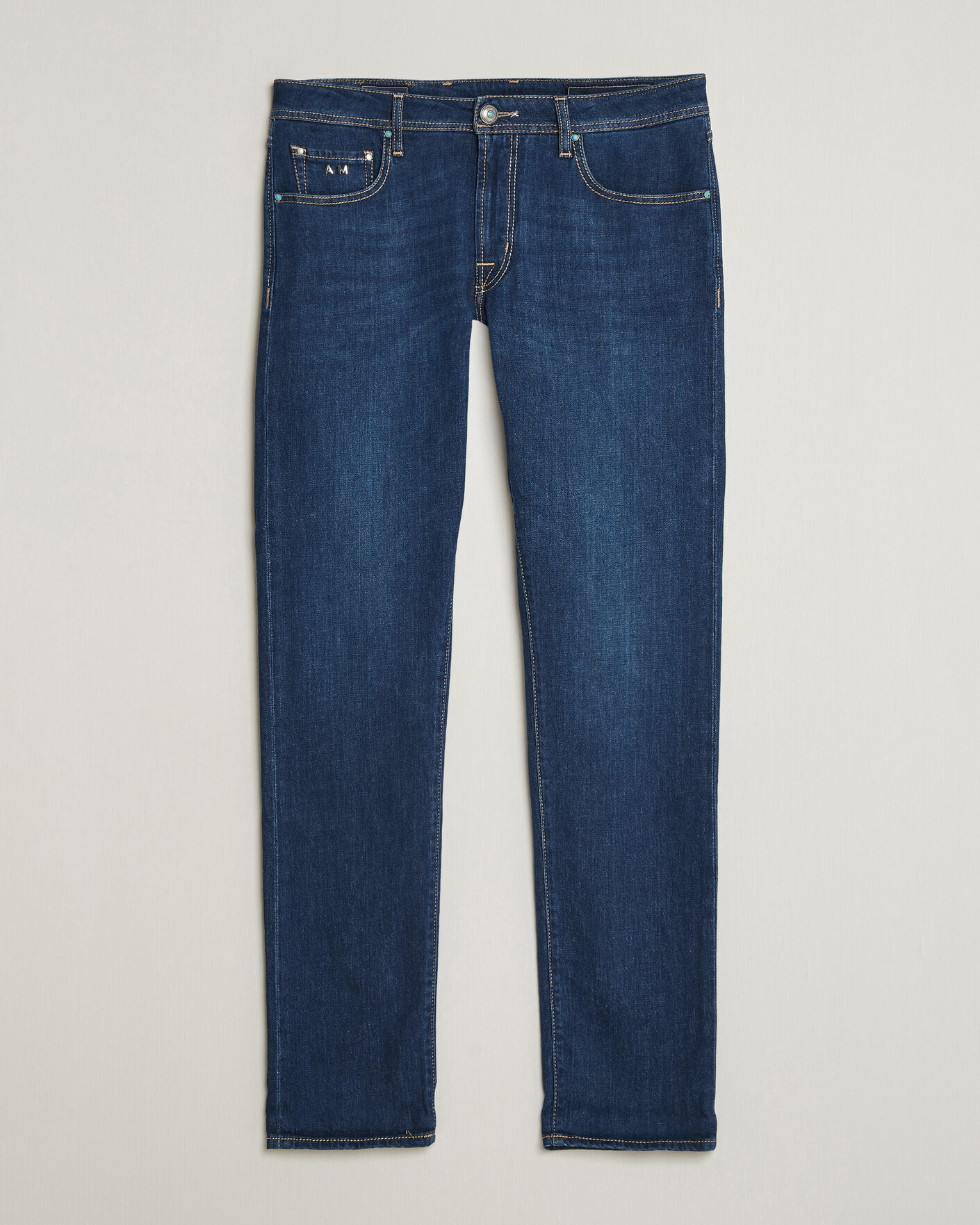 Herr | Byxor | Tramarossa | Michelangelo Western Badge Stretch Jeans Mid Blue