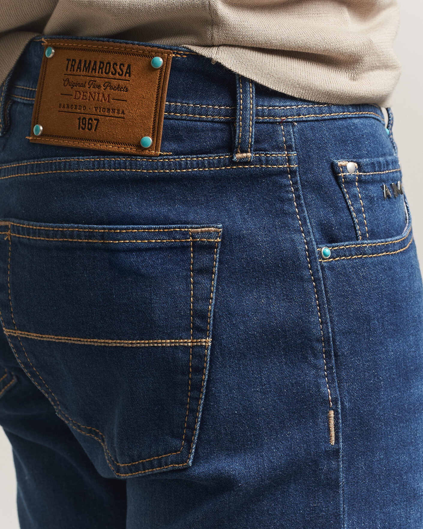 Herr | Byxor | Tramarossa | Michelangelo Western Badge Stretch Jeans Mid Blue