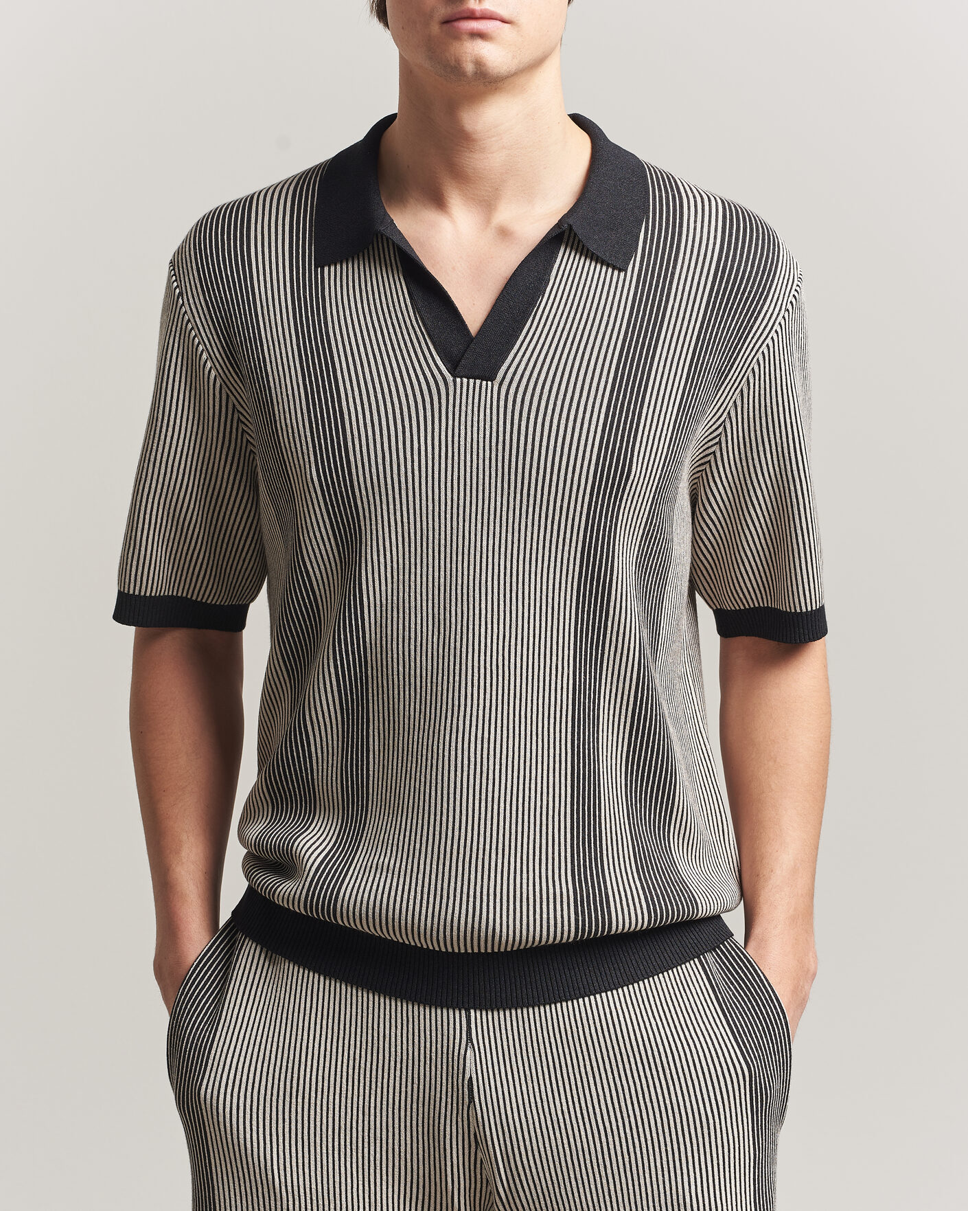 Herr | Pikéer | J.Lindeberg | Sal Knitted Polo Moonbeam