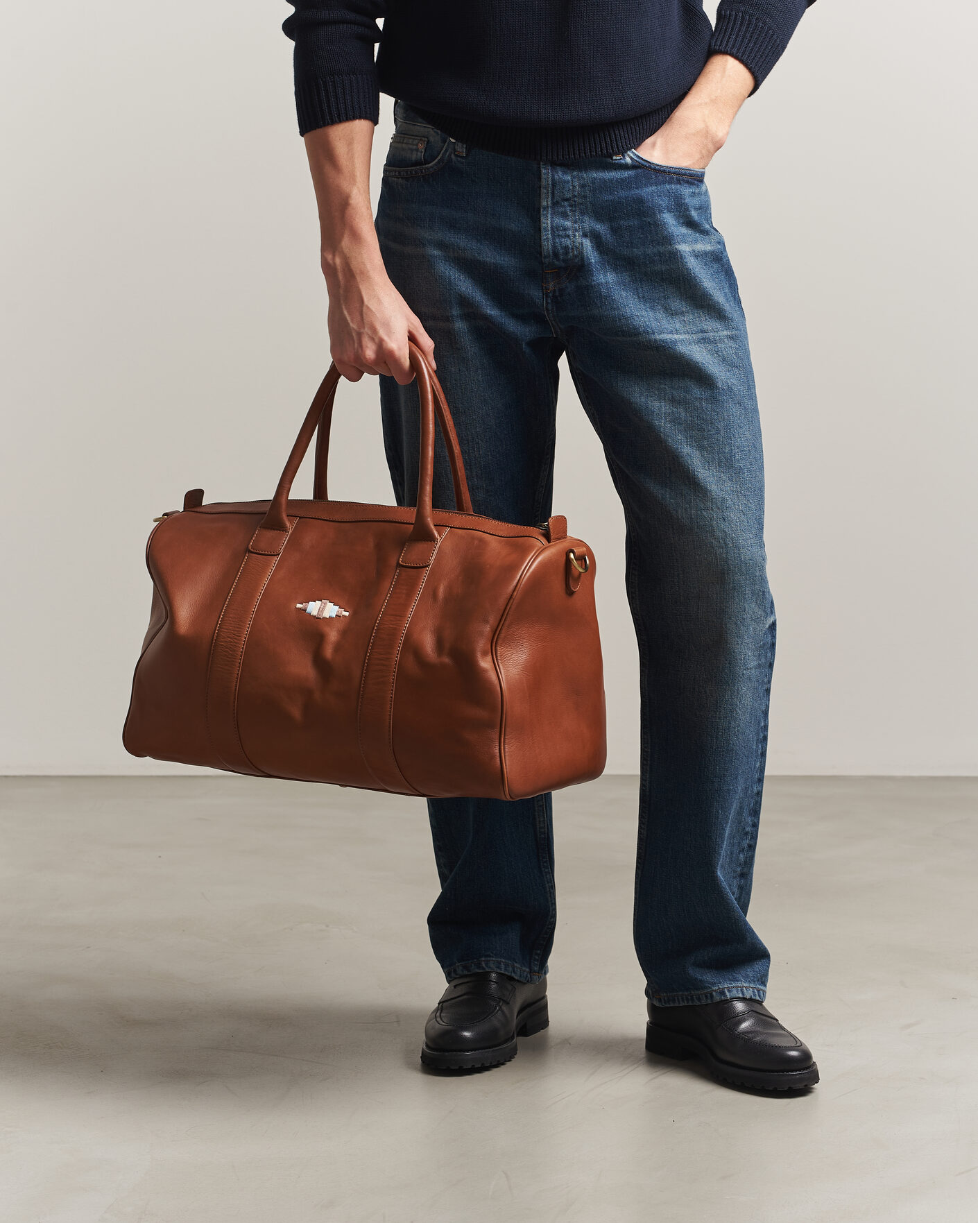 Herr | Väskor | Pampeano | Varon Small Leather Weekend Bag Tan