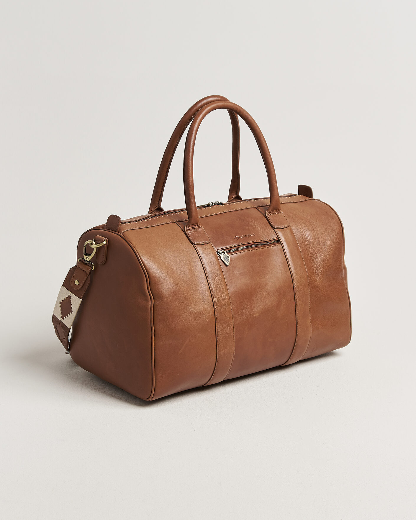 Herr | Väskor | Pampeano | Varon Small Leather Weekend Bag Tan
