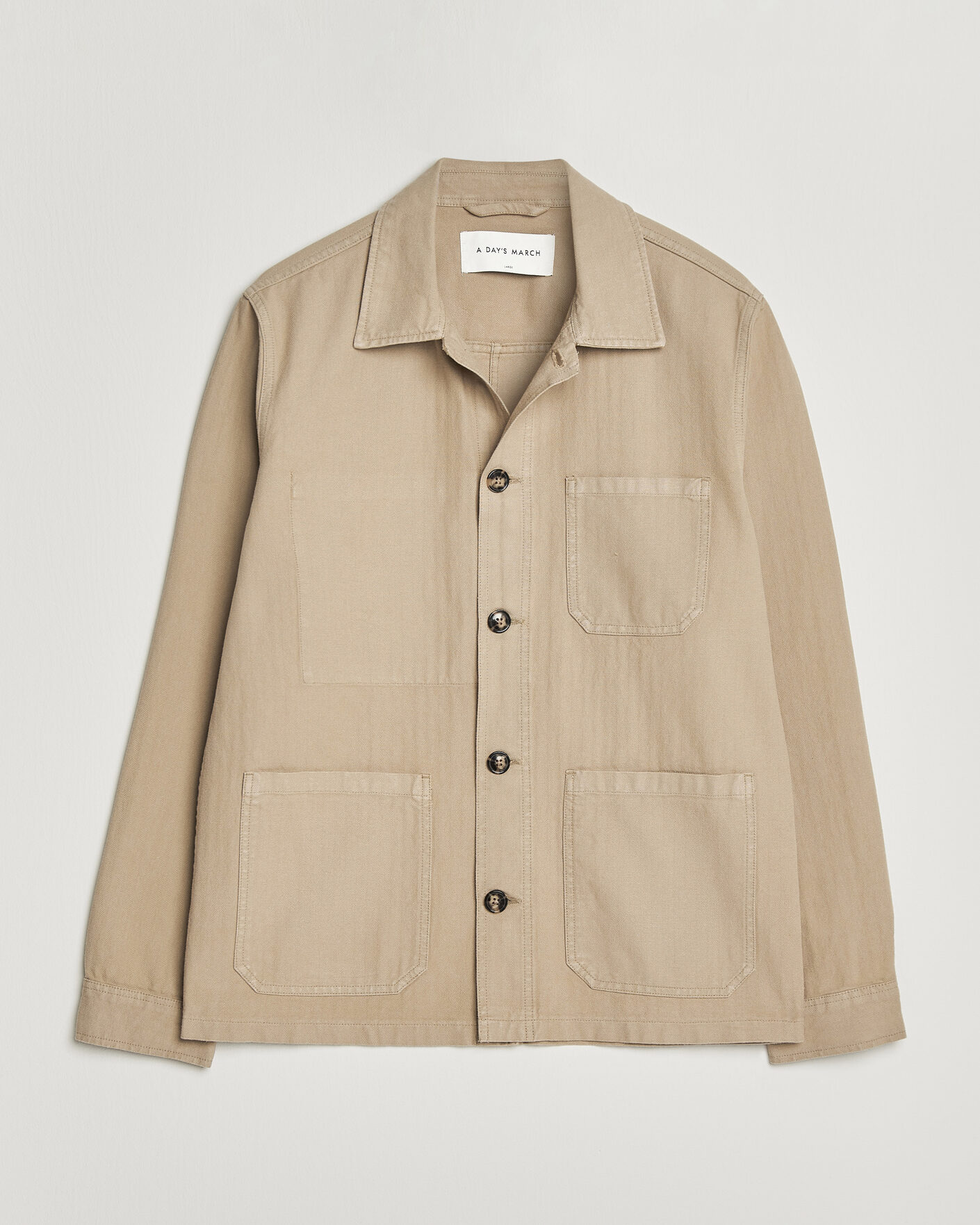 Herr | Senast inkommet | A Day's March | Original Herringbone Overshirt Desert Taupe