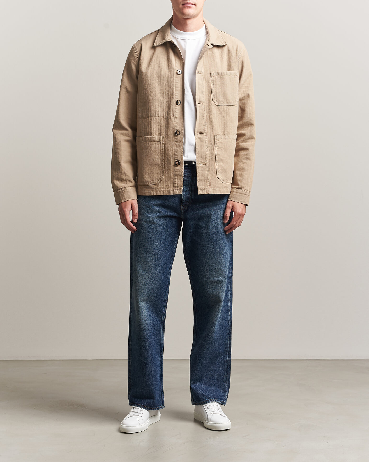 Herr | Skjortor | A Day's March | Original Herringbone Overshirt Desert Taupe