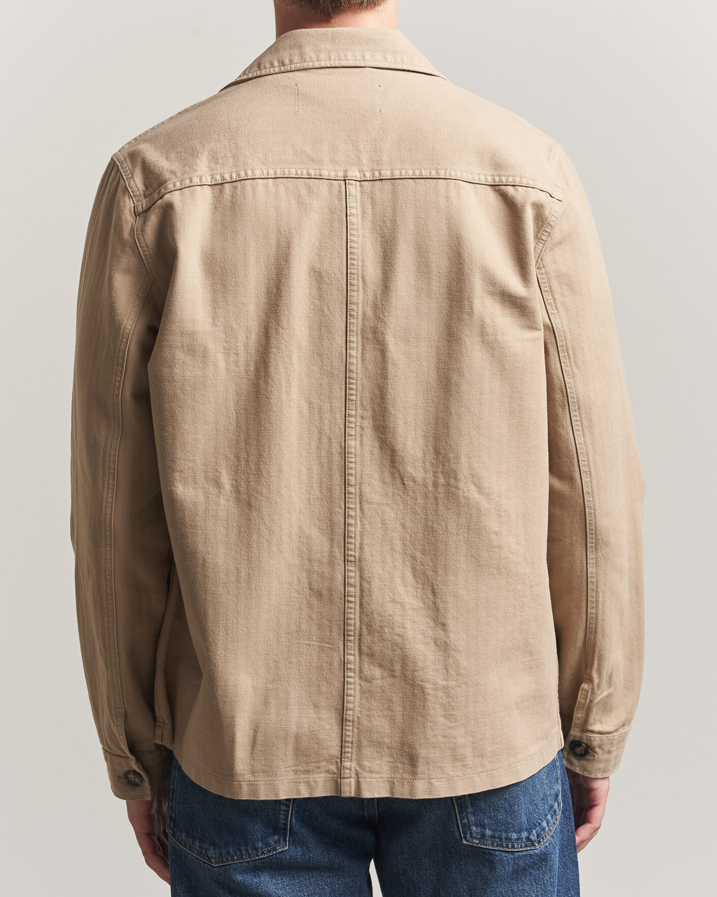 Herr | Skjortor | A Day's March | Original Herringbone Overshirt Desert Taupe
